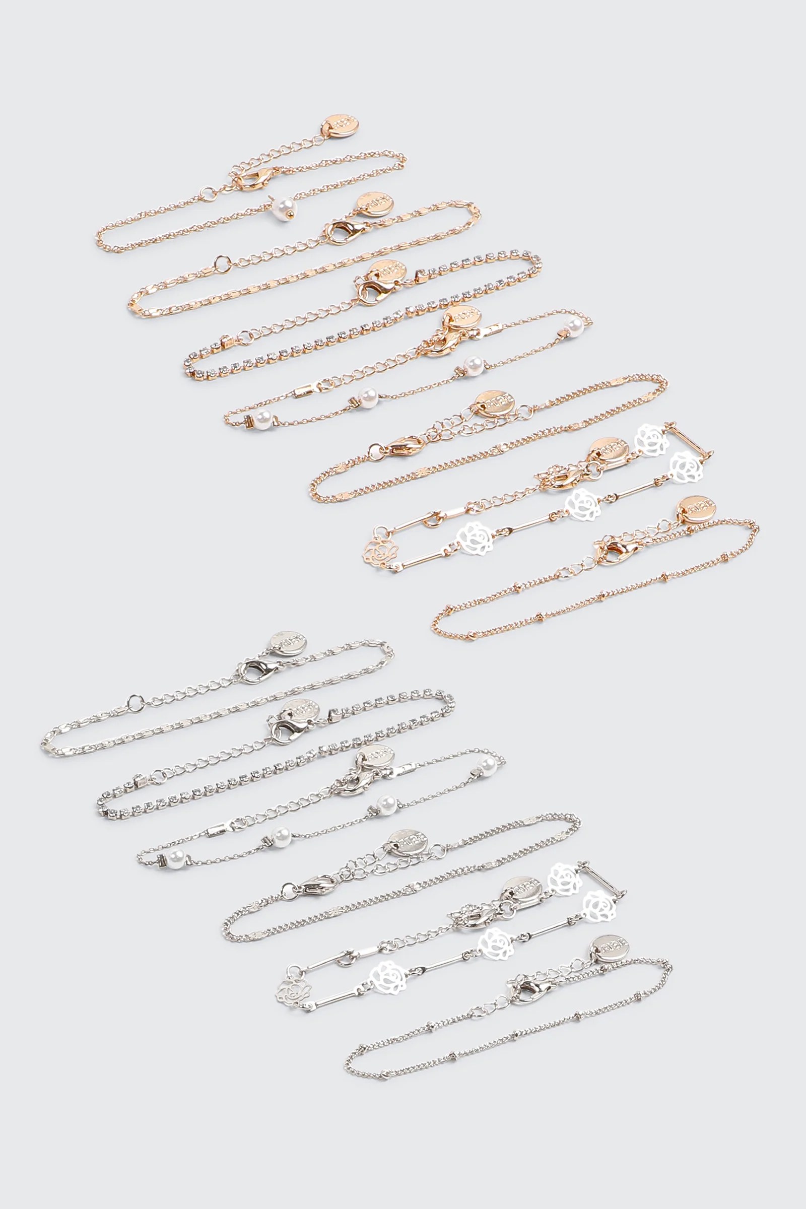 13-Pack Pearl & Rose Bracelets