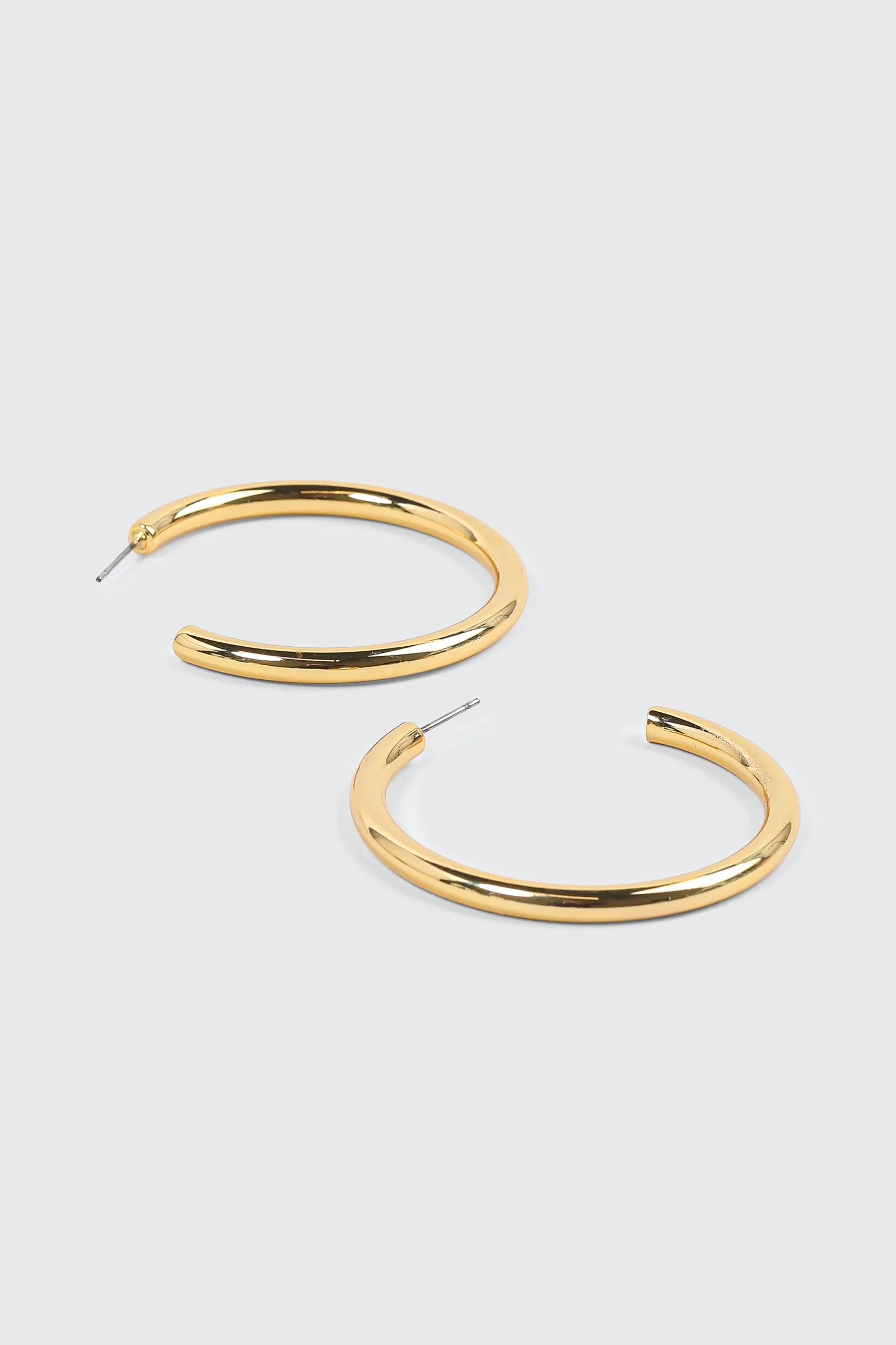 14K Gold Plated Chunky Tube Hoop Earrings - Image 3