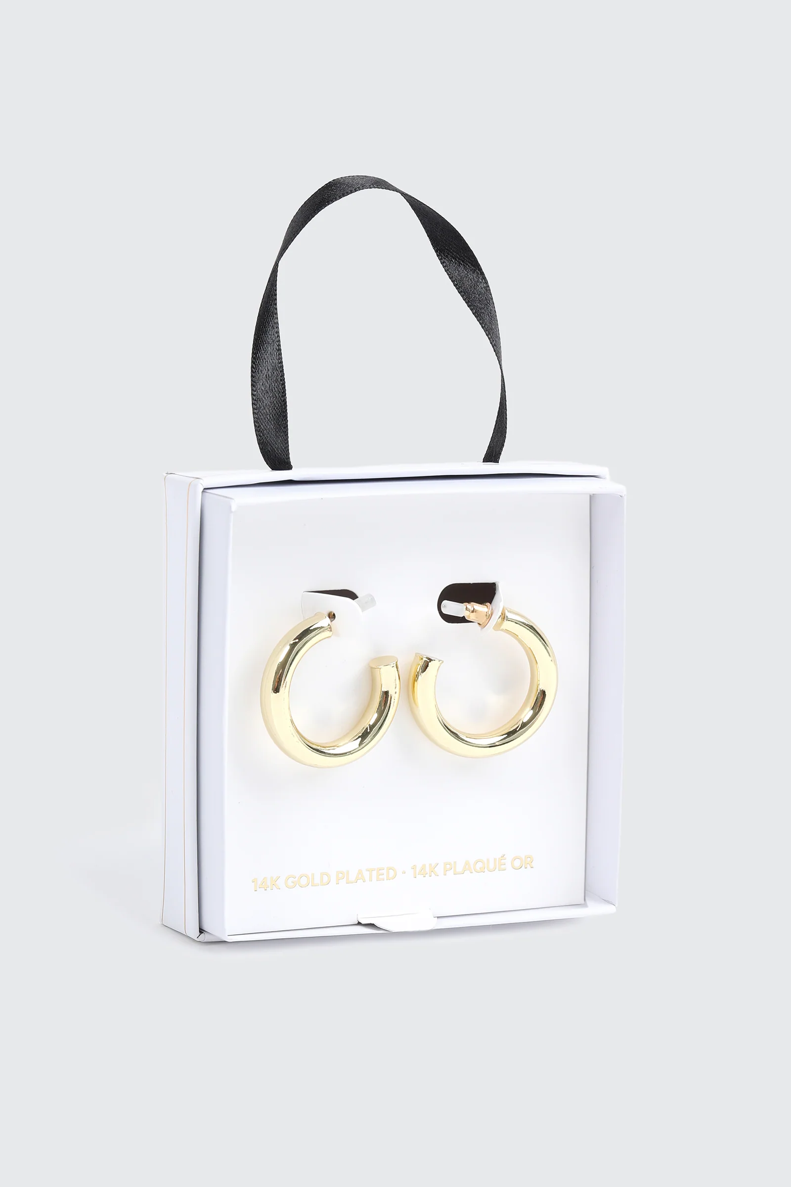 14K Gold Plated Chunky Tube Hoop Earrings