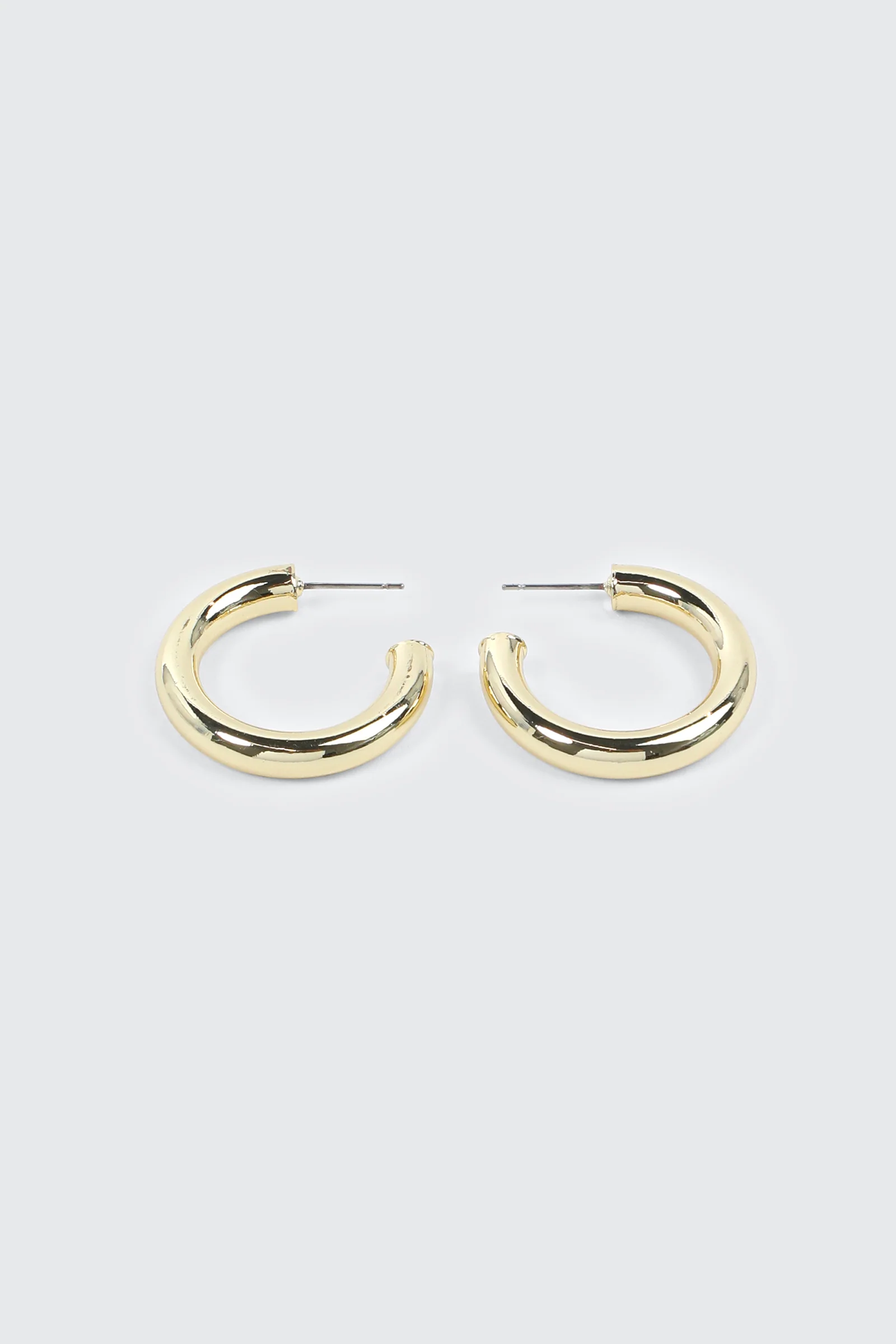 14K Gold Plated Chunky Tube Hoop Earrings - Image 2