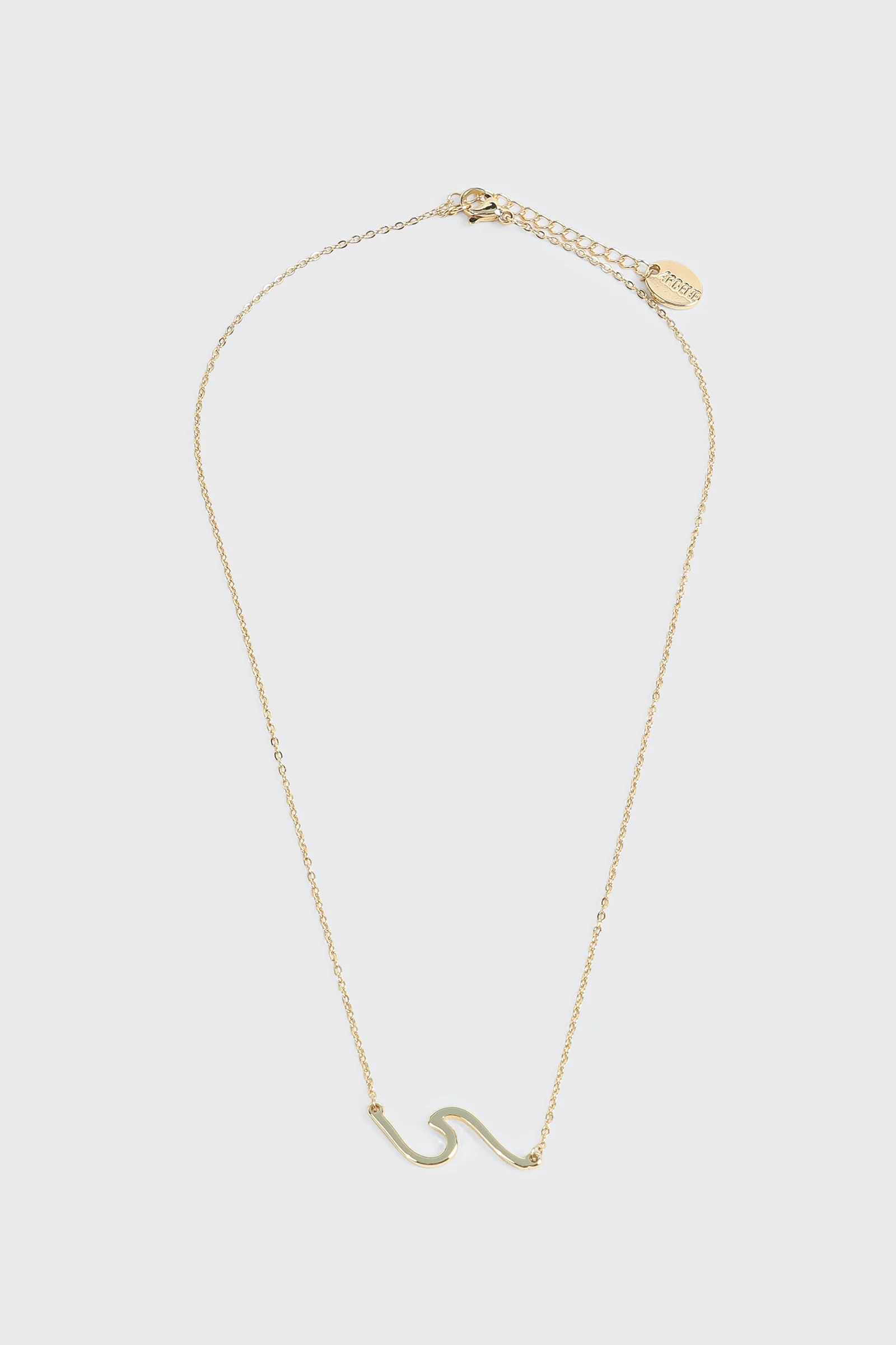 14K Gold Plated Necklace with Wave Pendant