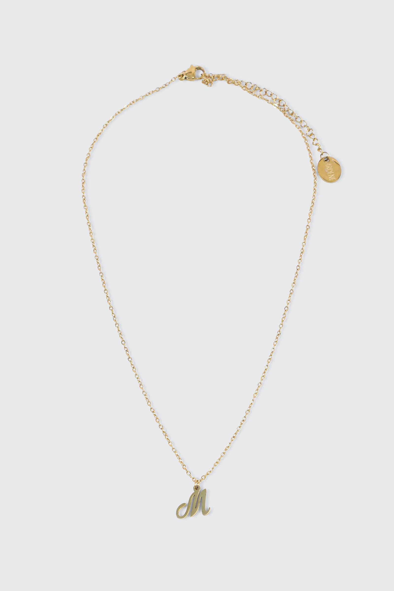 14K Gold Plated Stainless Steel Initial M Necklace - Image 2