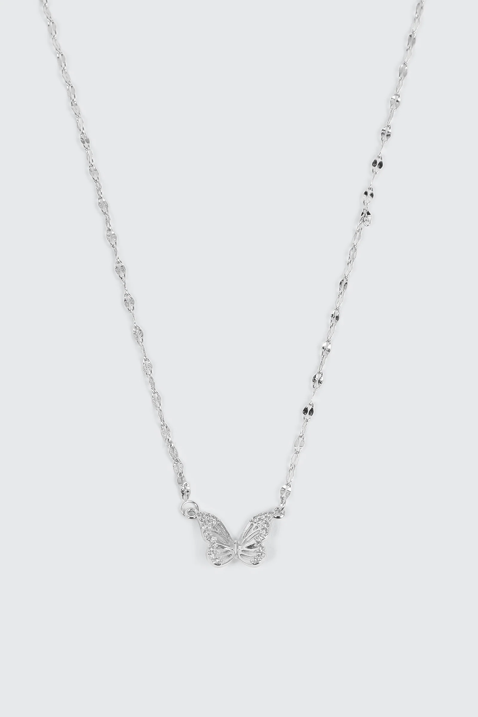 14K White Gold Plated Butterfly Necklace - Image 2