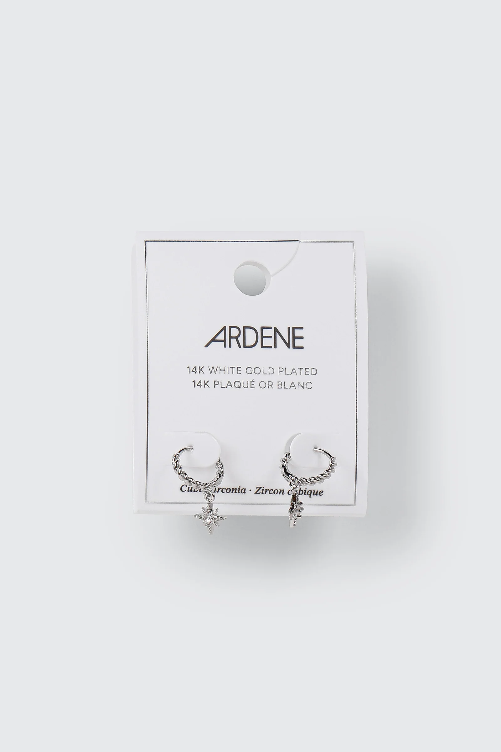 14K White Gold Plated Dangling Star Earrings - Image 2