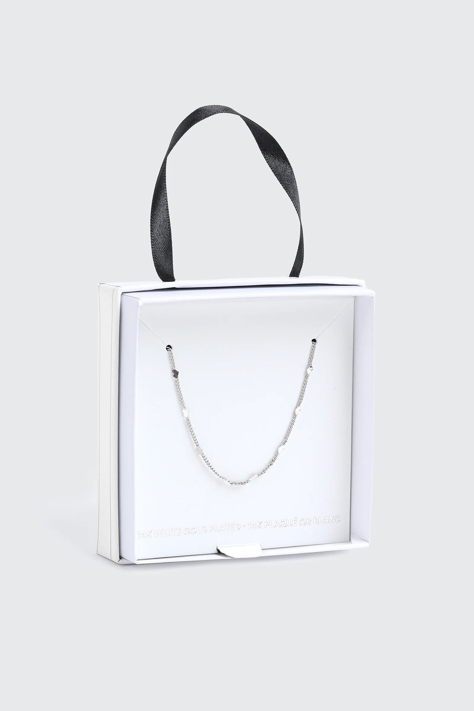 14K White Gold Plated Heart Chain Necklace