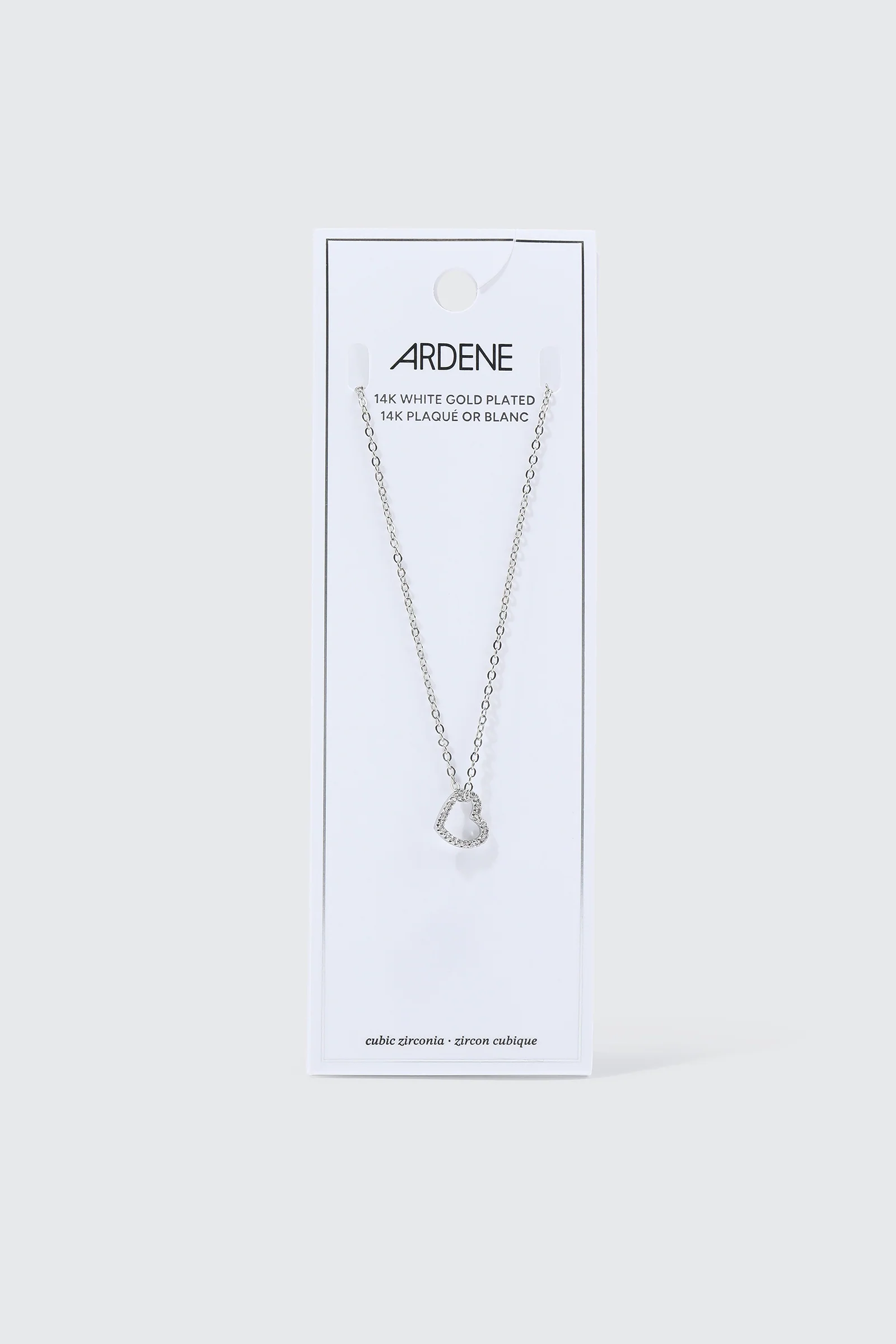 14K White Gold Plated Heart Necklace