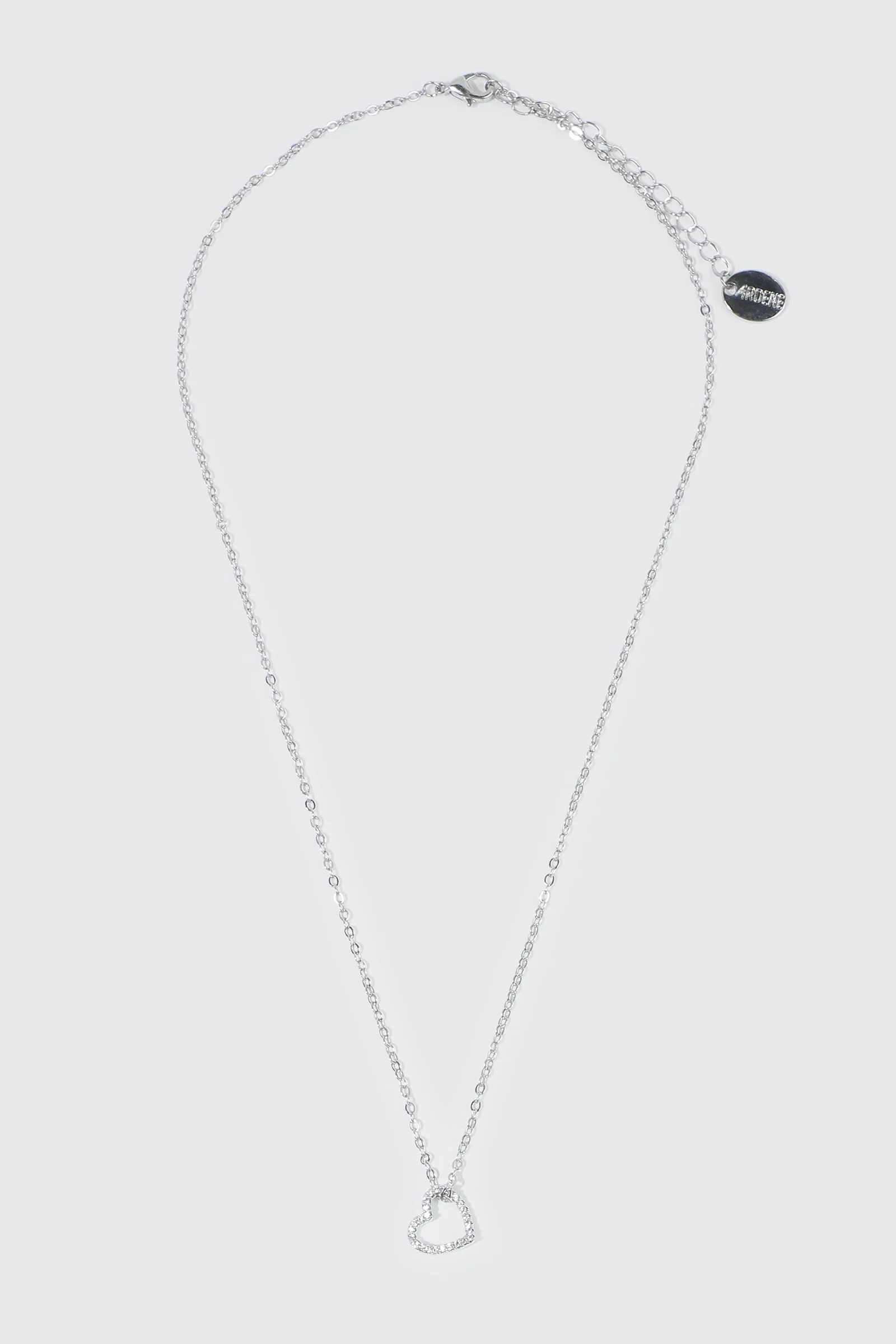 14K White Gold Plated Heart Necklace - Image 2