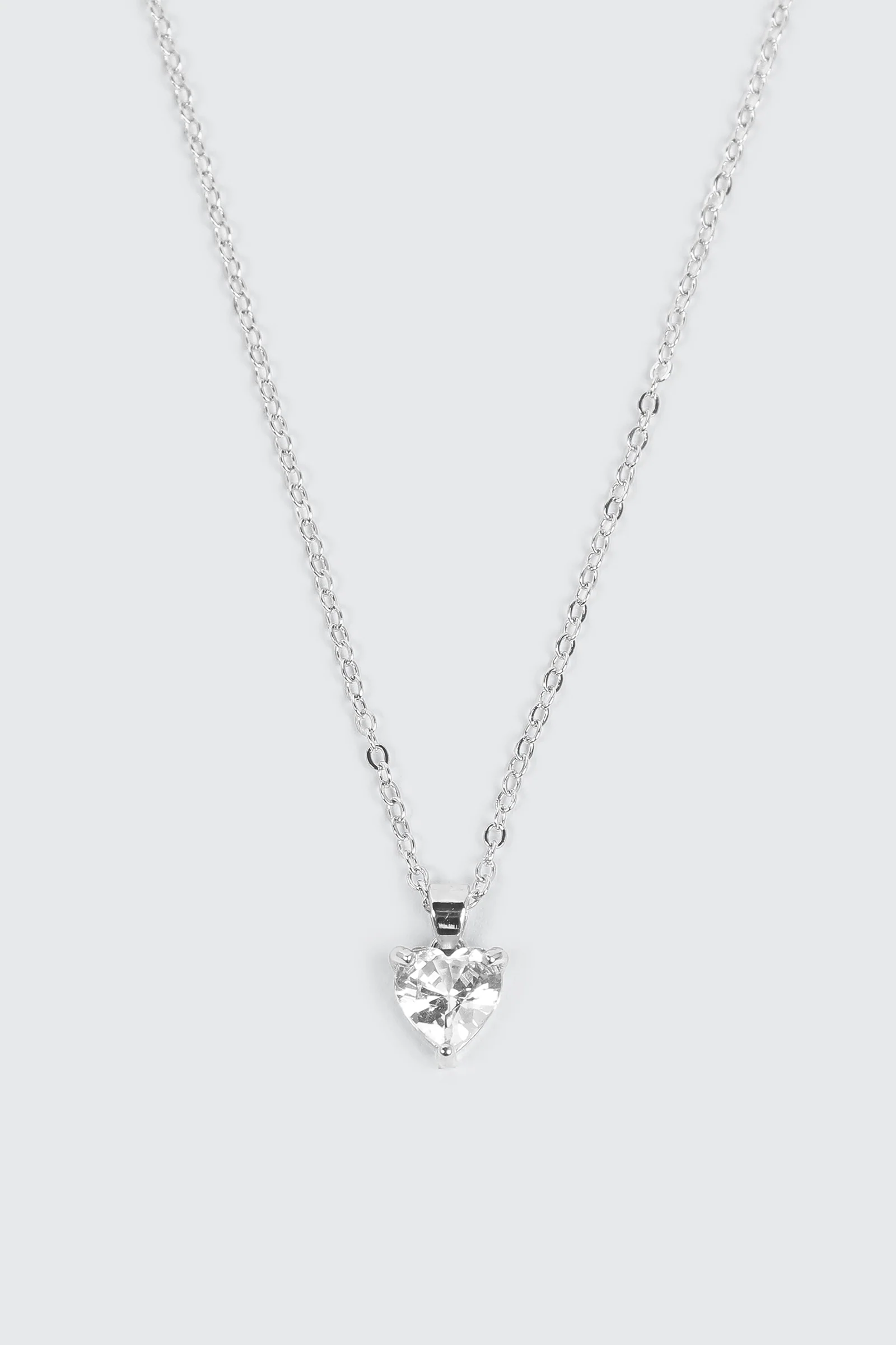 14K White Gold Plated Heart Necklace - Image 2