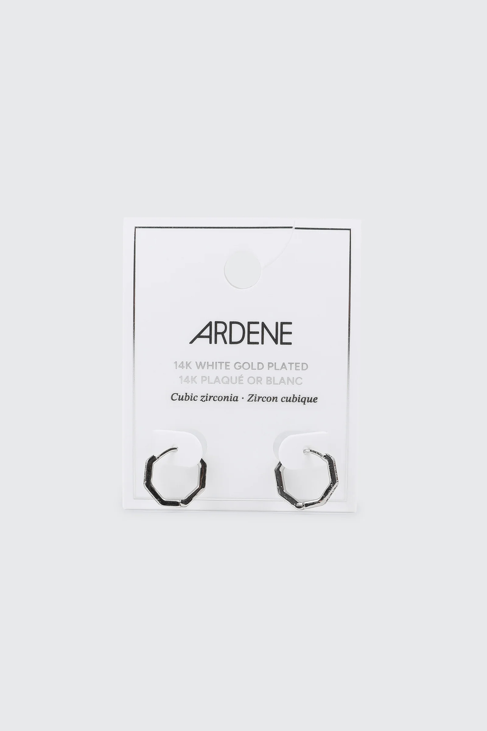 14K White Gold Plated Hexagon Hoop Earrings - Image 2
