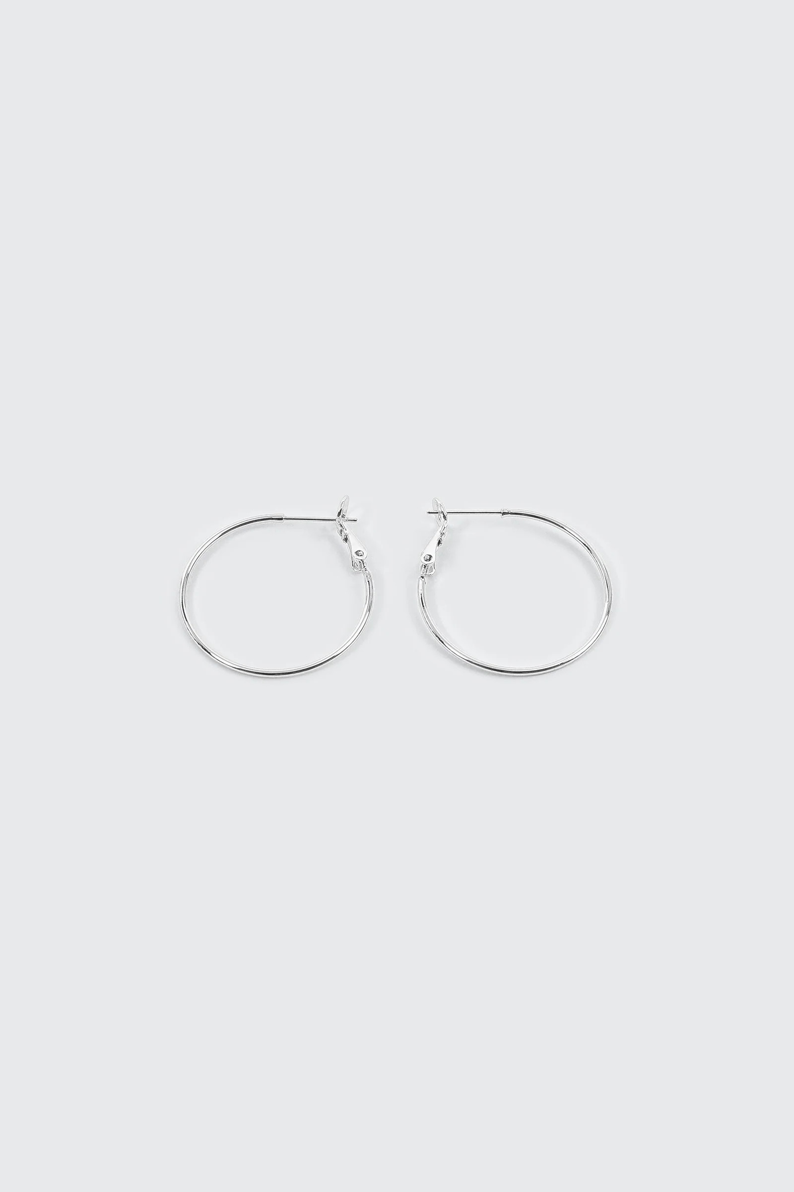 14K White Gold Plated Hoop Earrings