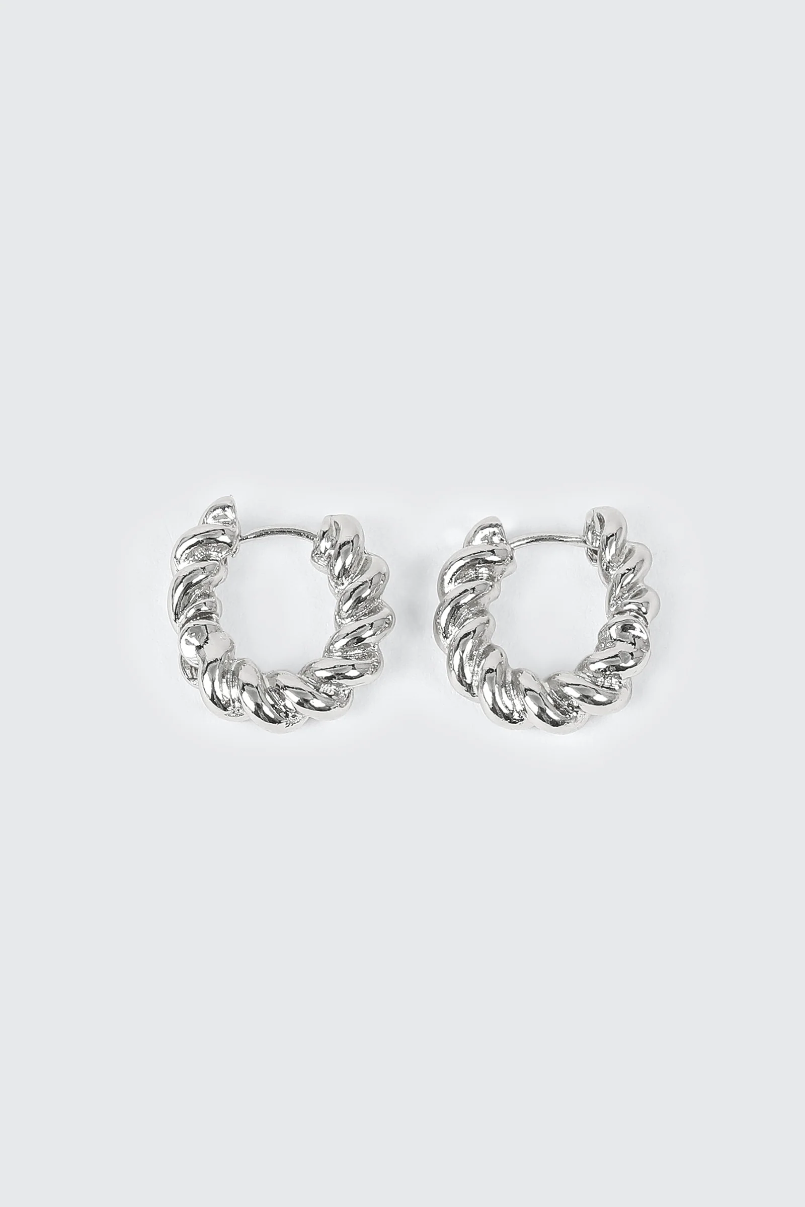 14K White Gold Plated Hoop Earrings