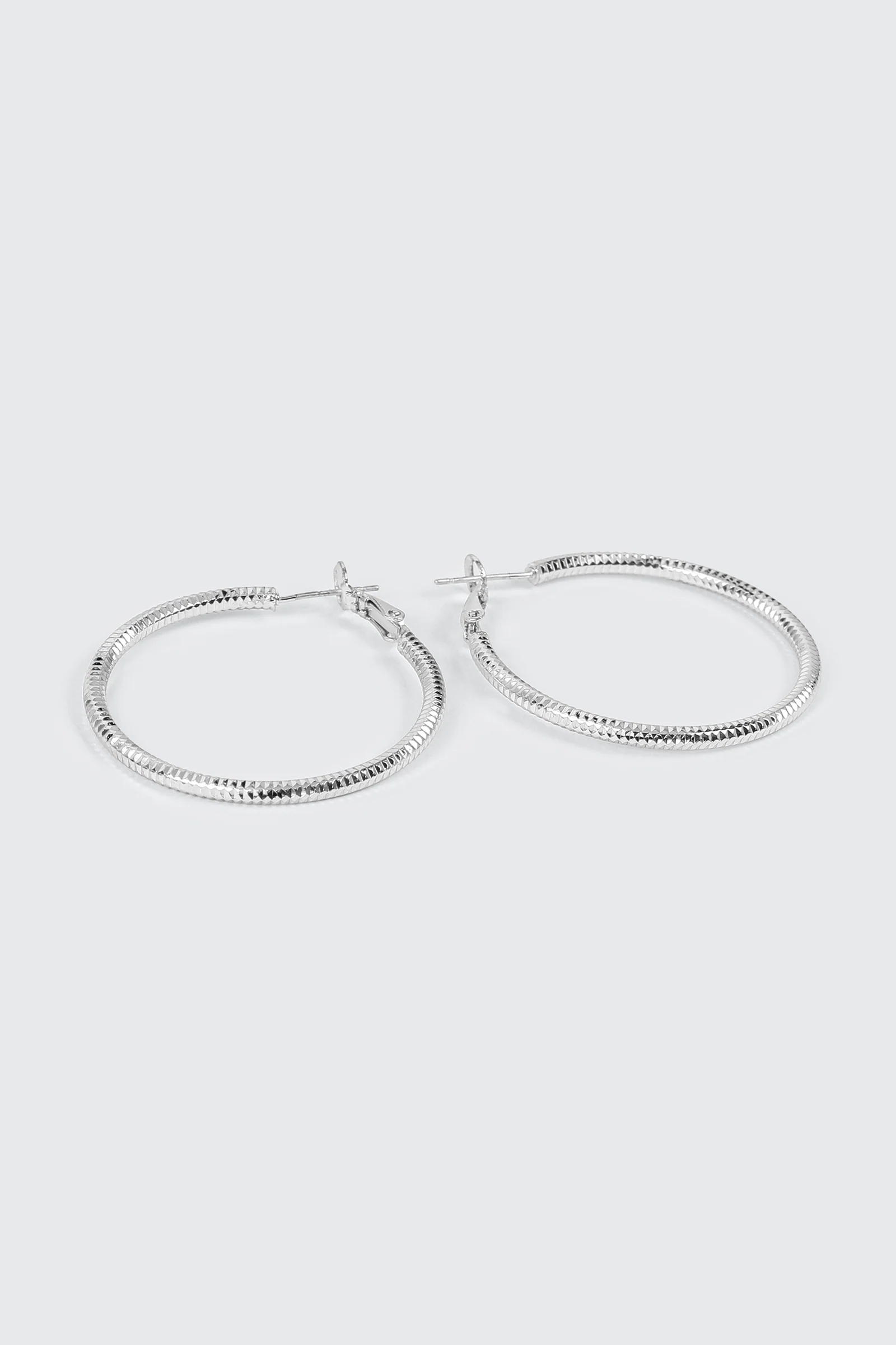 14K White Gold Plated Hoop Earrings - Image 3