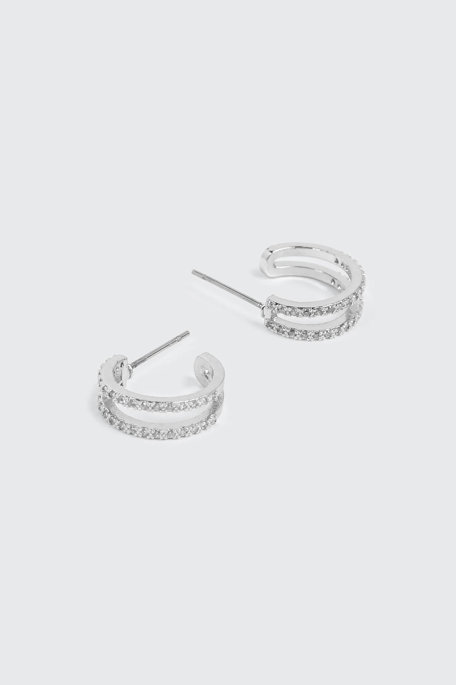 14K White Gold Plated Hoop Earrings - Image 2