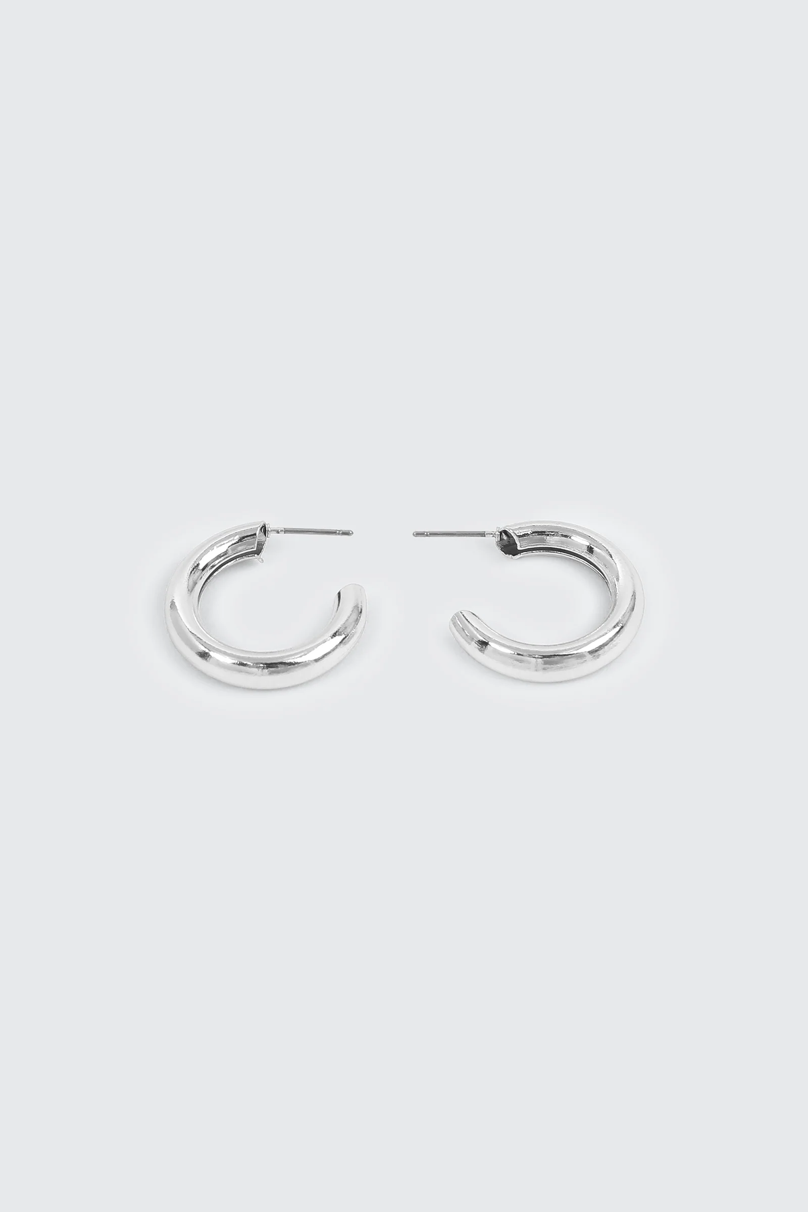14K White Gold Plated Hoops