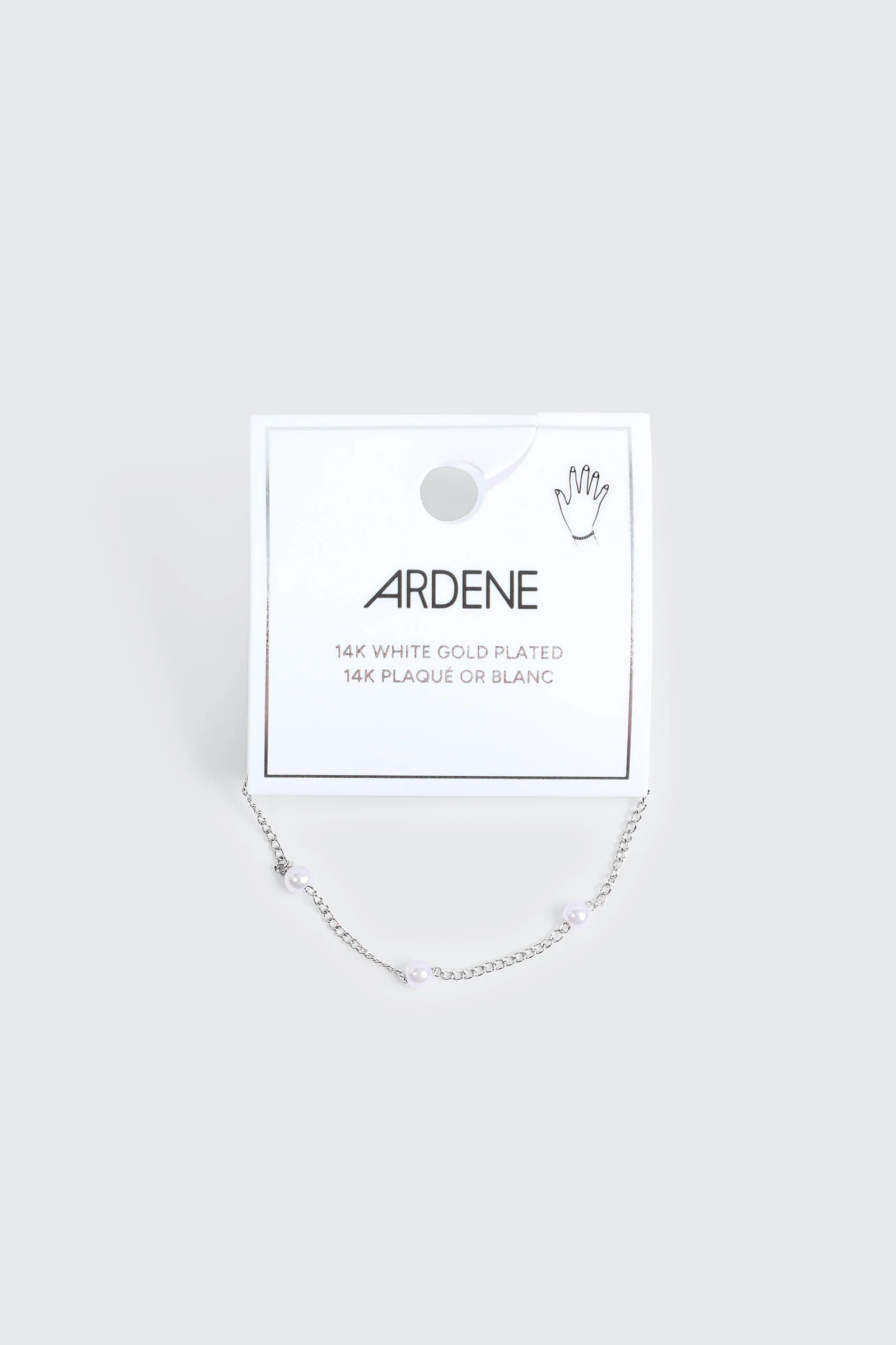 14K White Gold Plated Pearl Bracelet - Image 2