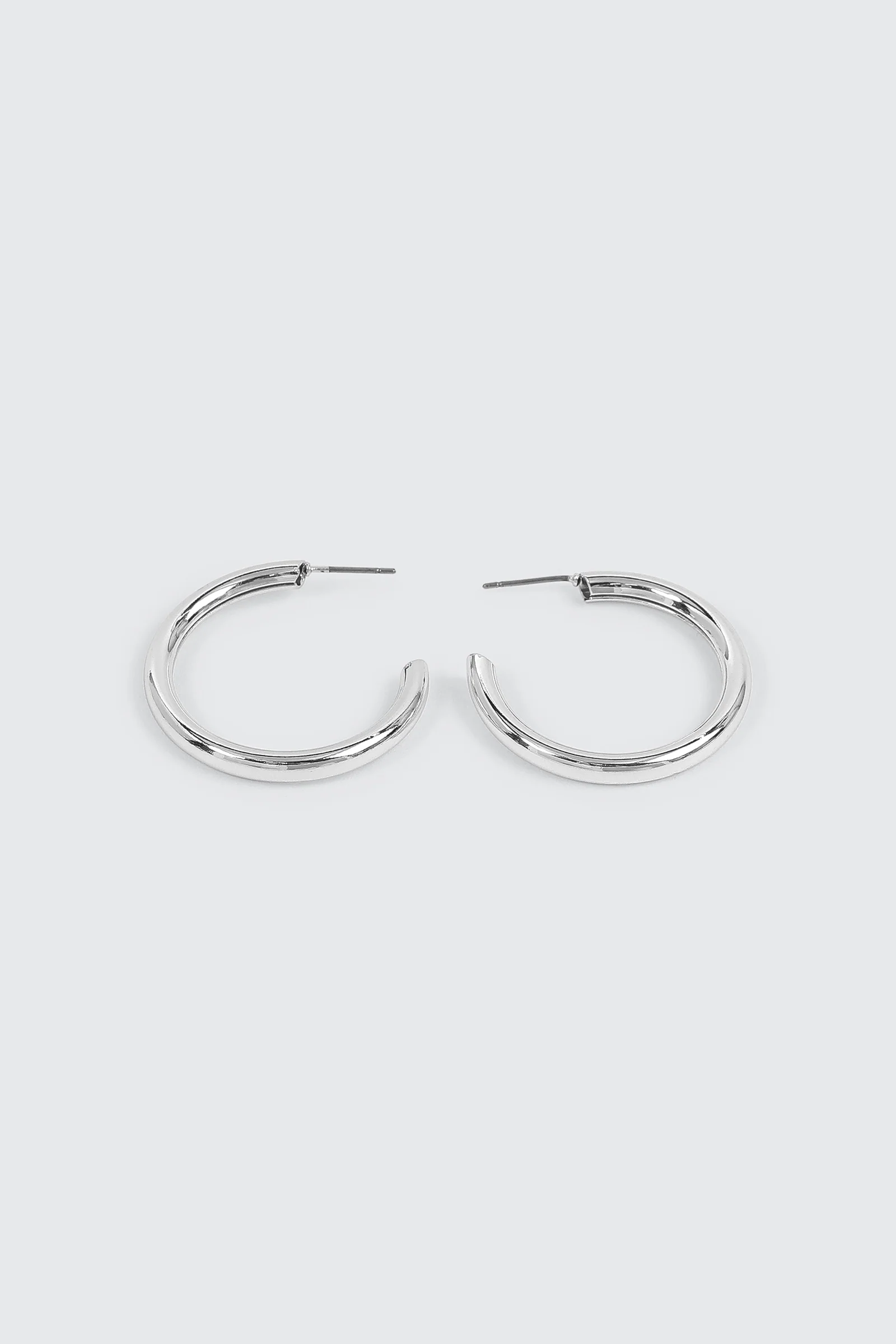 14K White Gold Plated Tubular Hoops