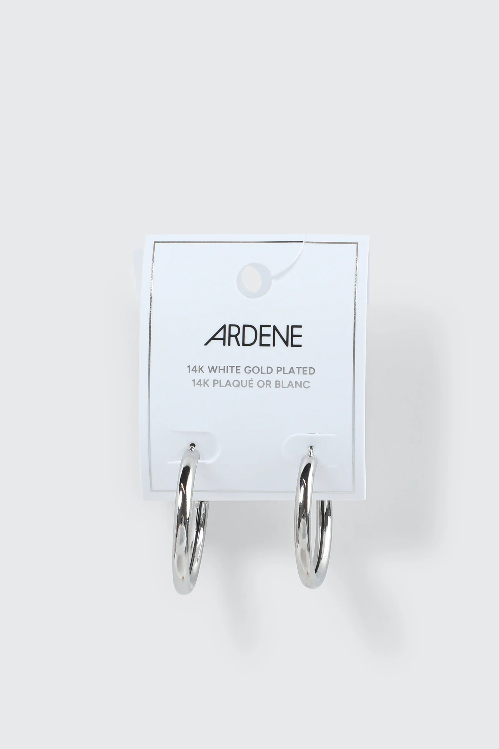 14K White Gold Plated Tubular Hoops - Image 2