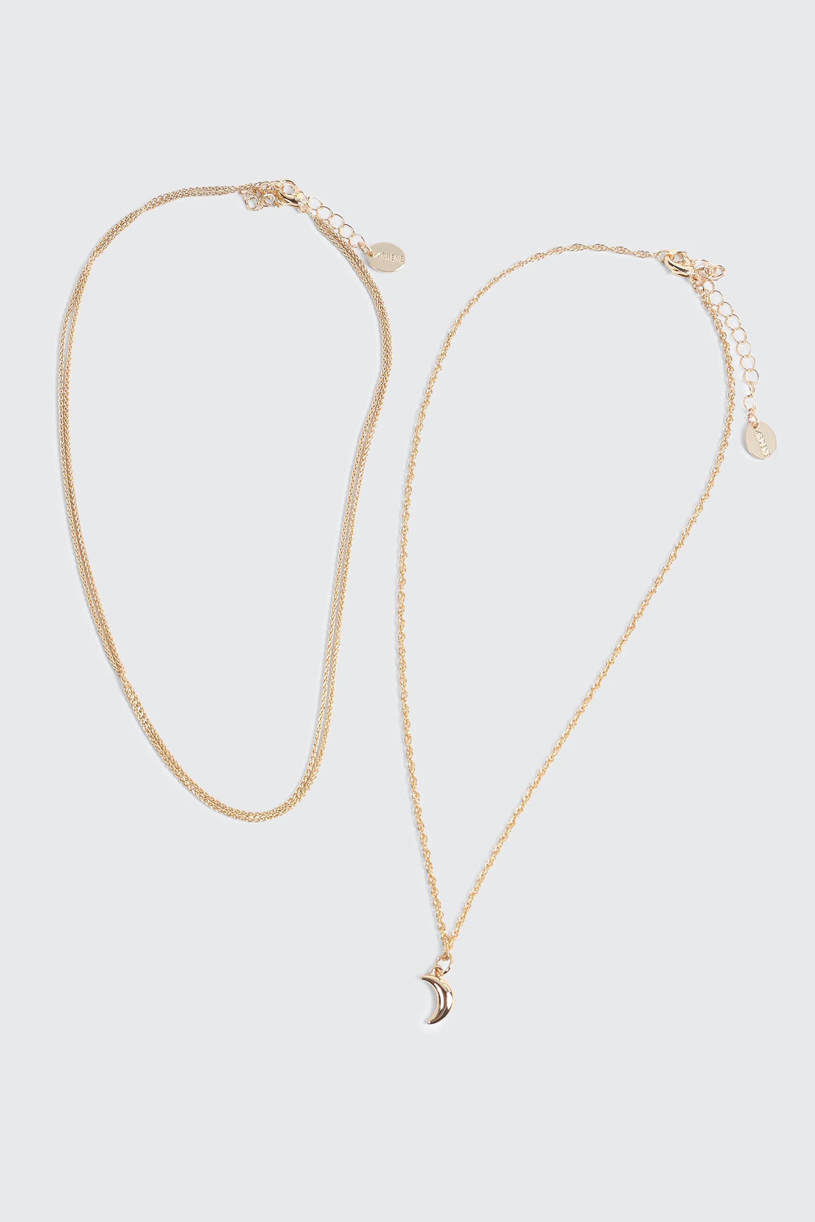 2-Row Moon Pendant Necklace - Image 2