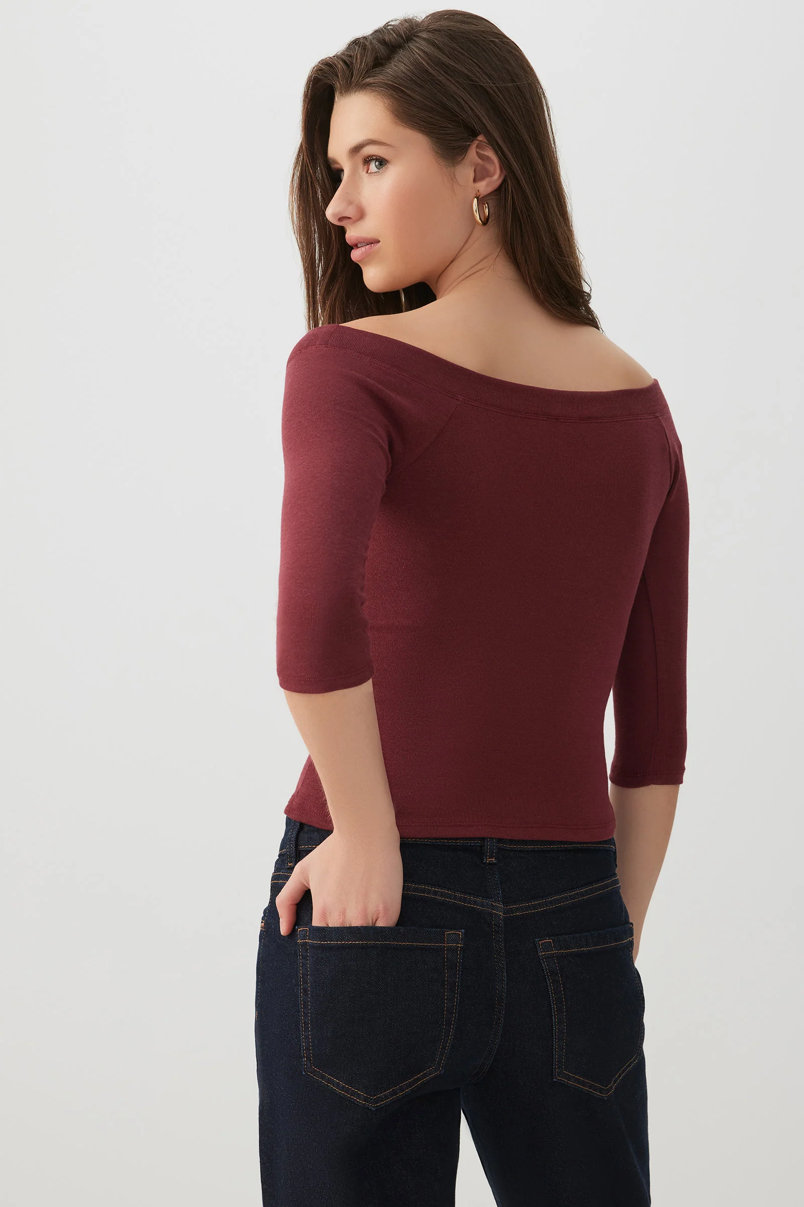 3/4 Sleeve Boat Neck Top - Image 4