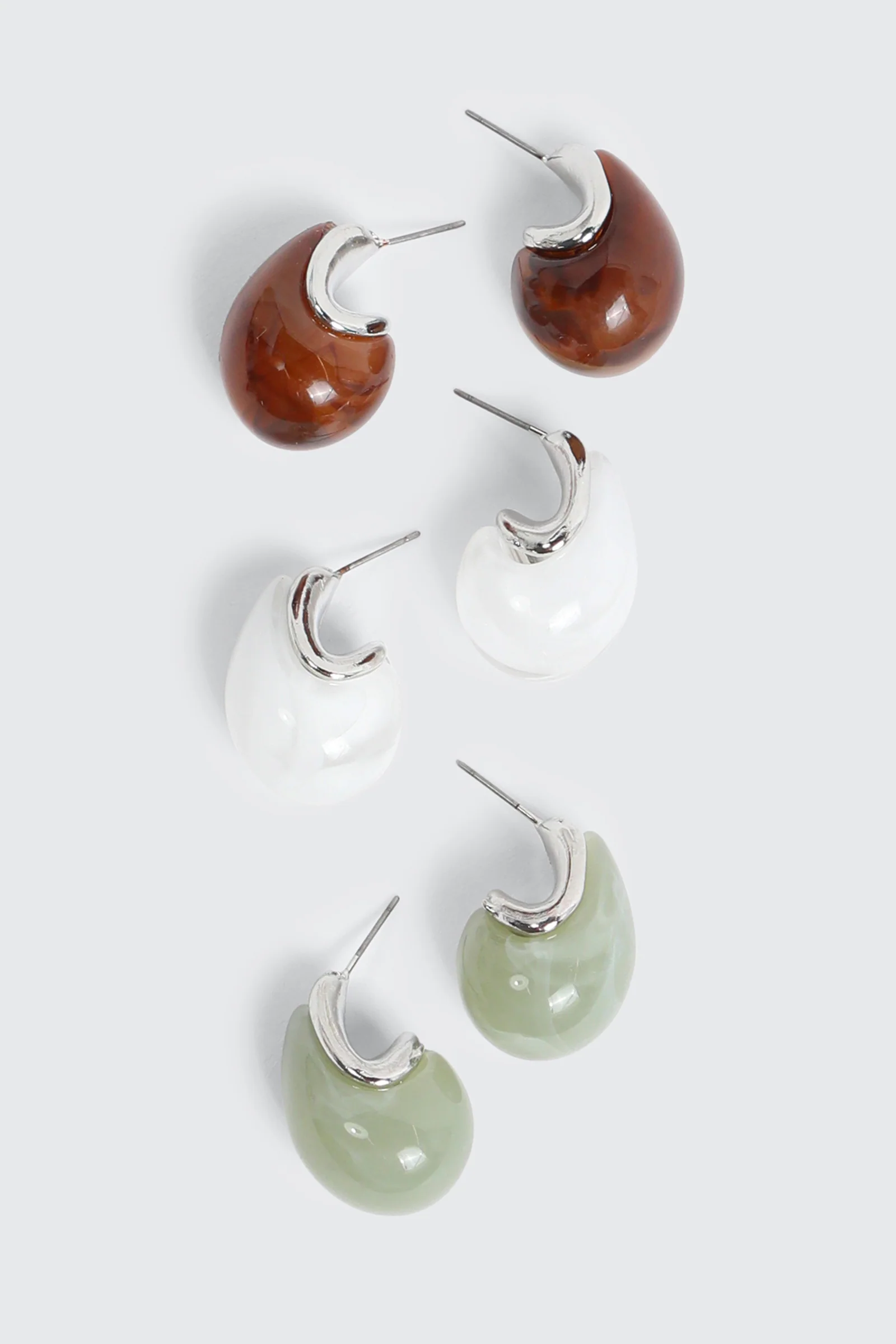 3-Pack Acrylic Hoop Earrings