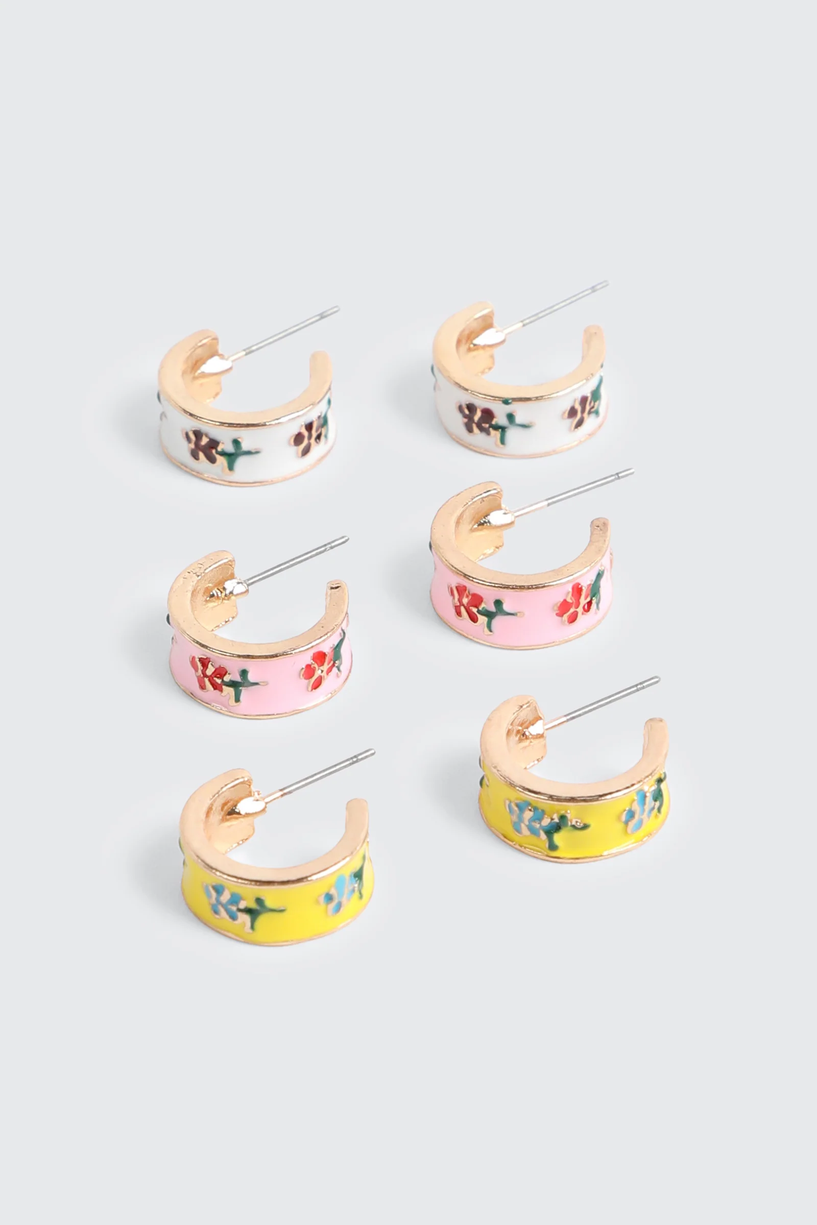3-Pack Floral Mini Hoops