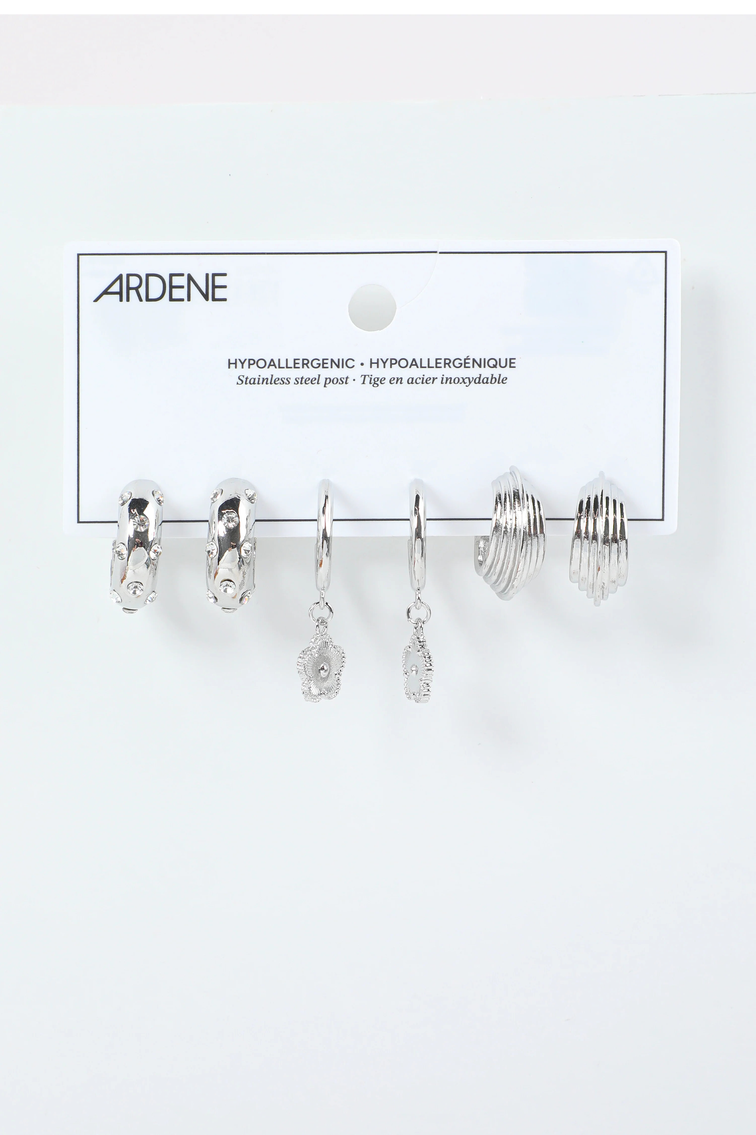 3-Pack Flower Charm Hoop Earrings - Image 2