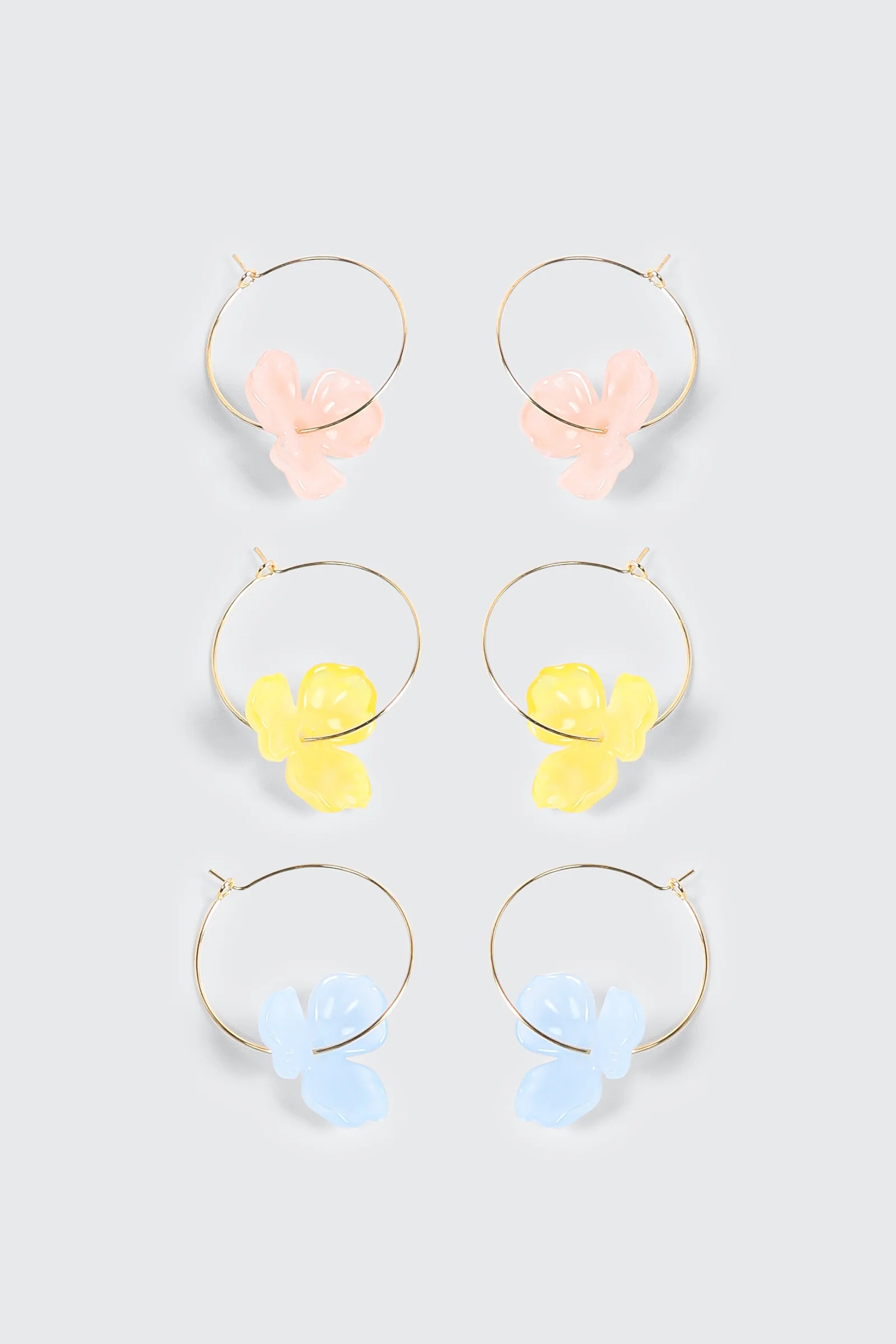 3-Pack Hibiscus Hoop Earrings