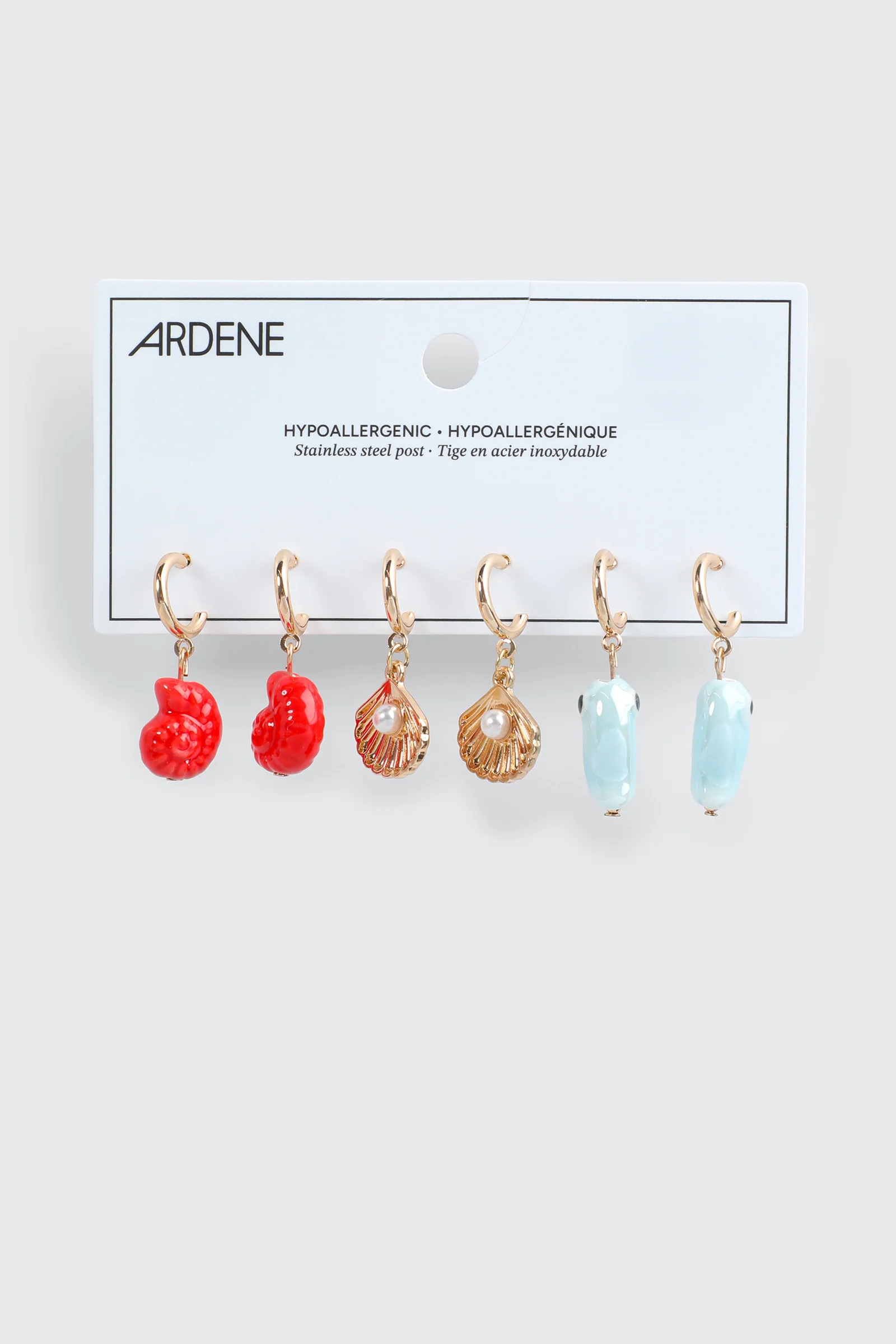 3-Pack Shell & Fish Charm Hoops - Image 2