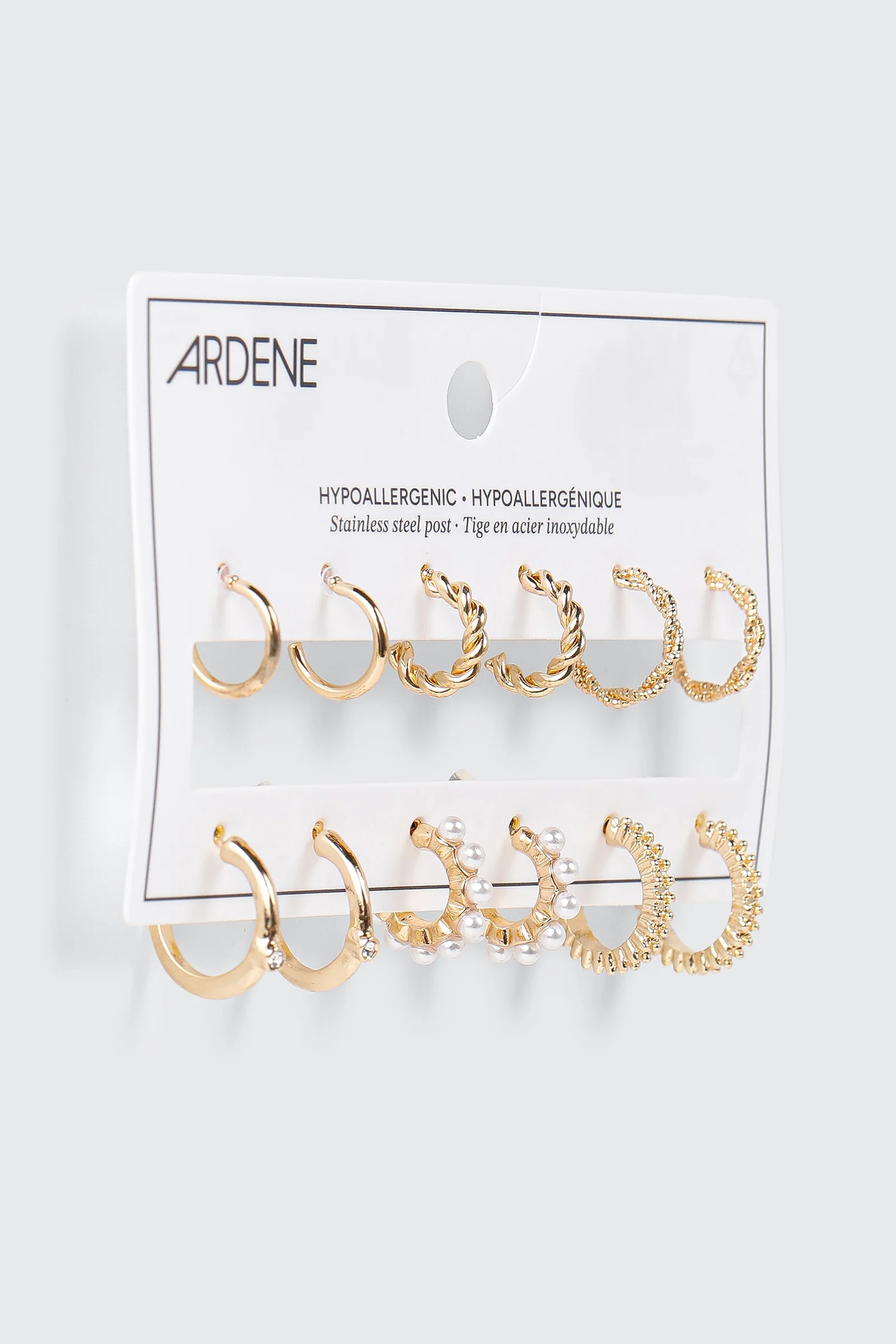 3-Pair Twisted Huggie Hoop Earrings
