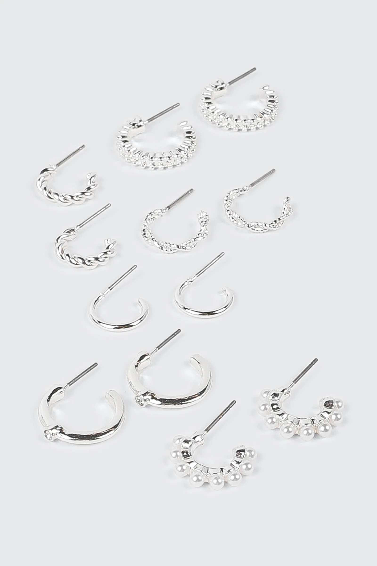 3-Pair Twisted Huggie Hoop Earrings