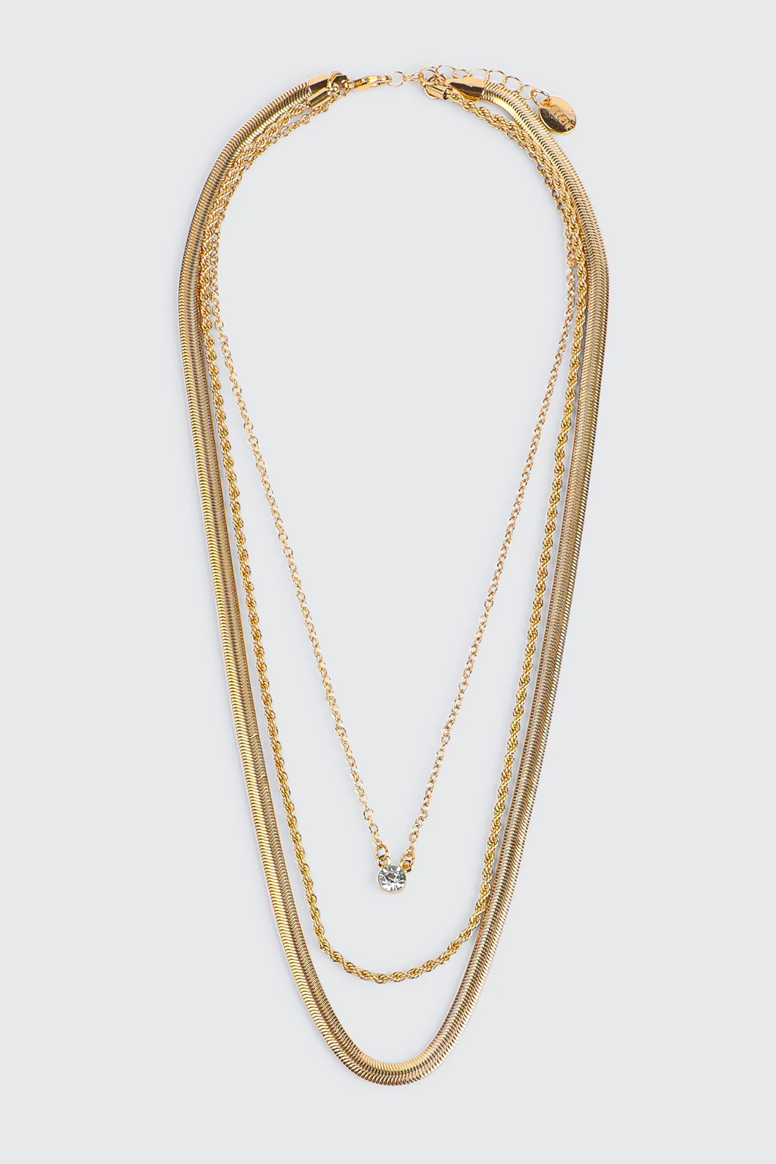 3-Row Assorted Chain Necklace