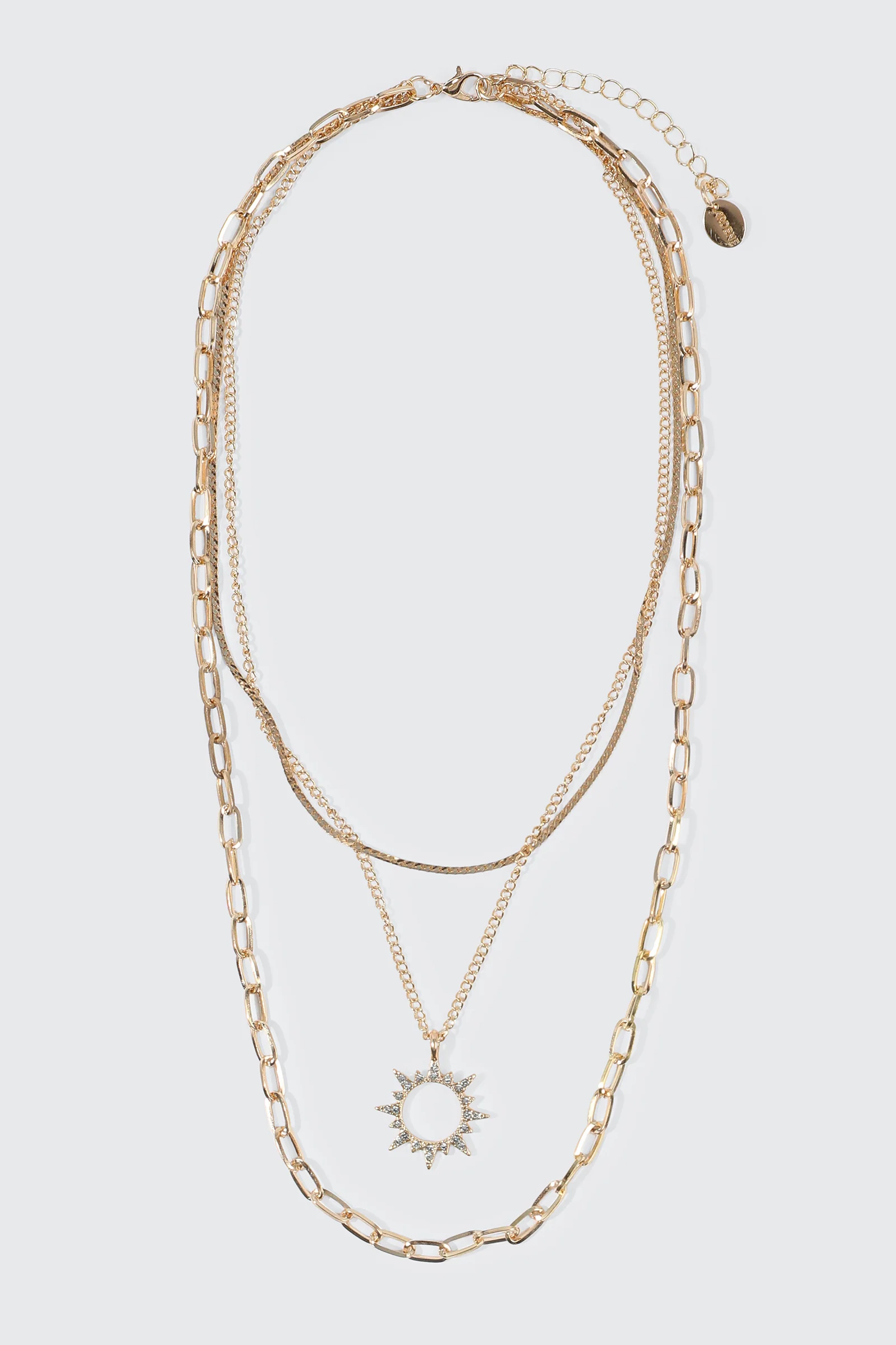 3-Row Necklace with Sun Pendant - Image 2