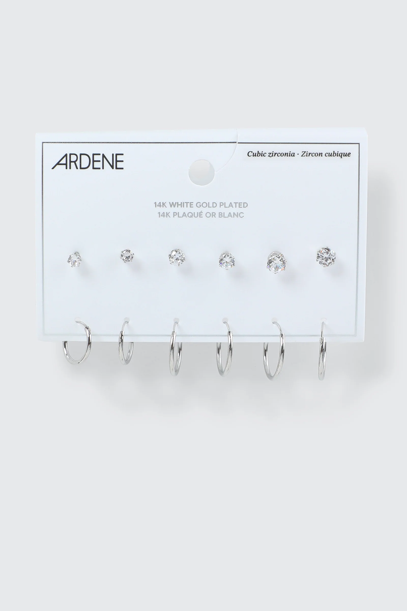 6-Pack 14K White Gold Plated Earrings - Image 2