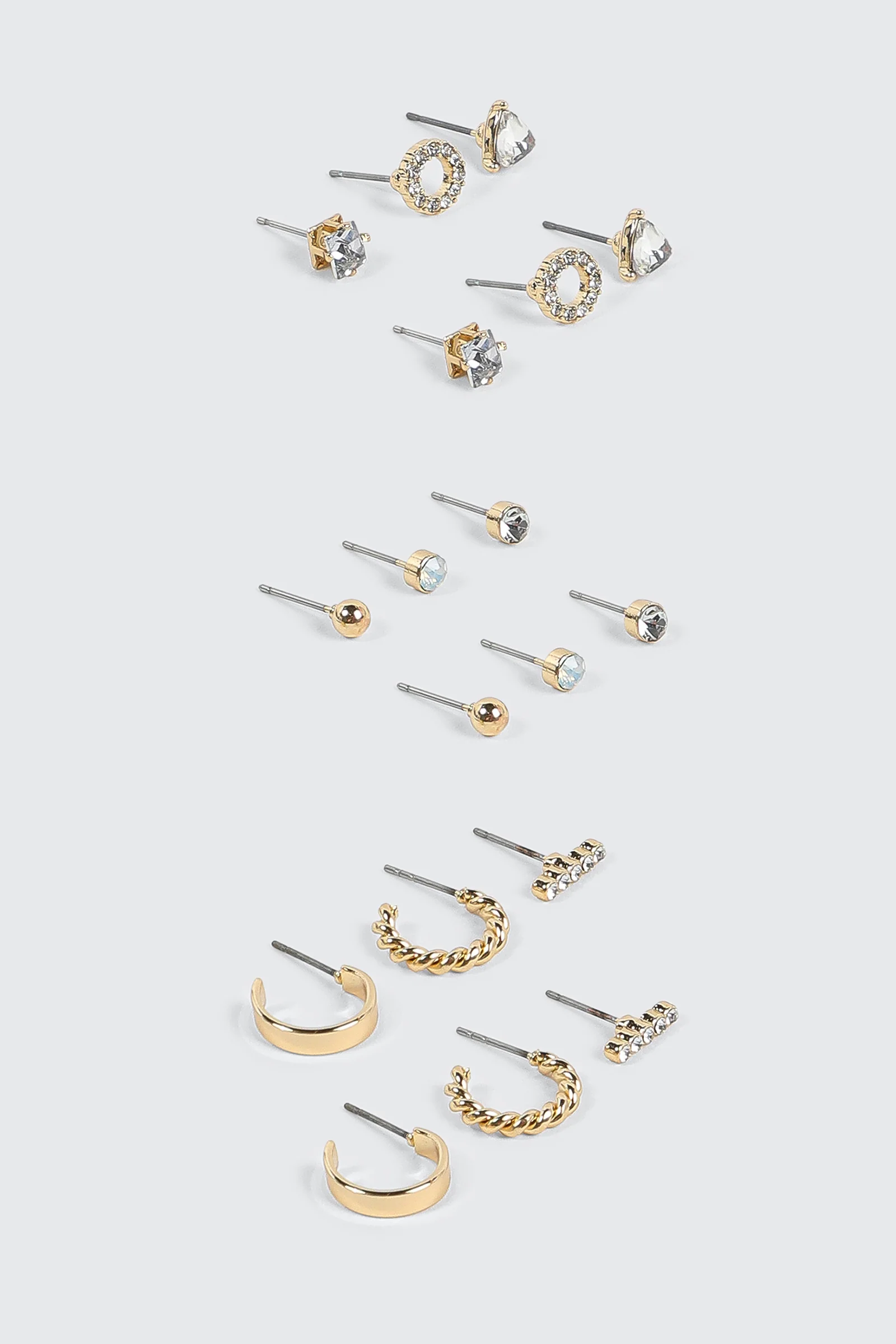9-Pack Crystal & Hoop Earrings