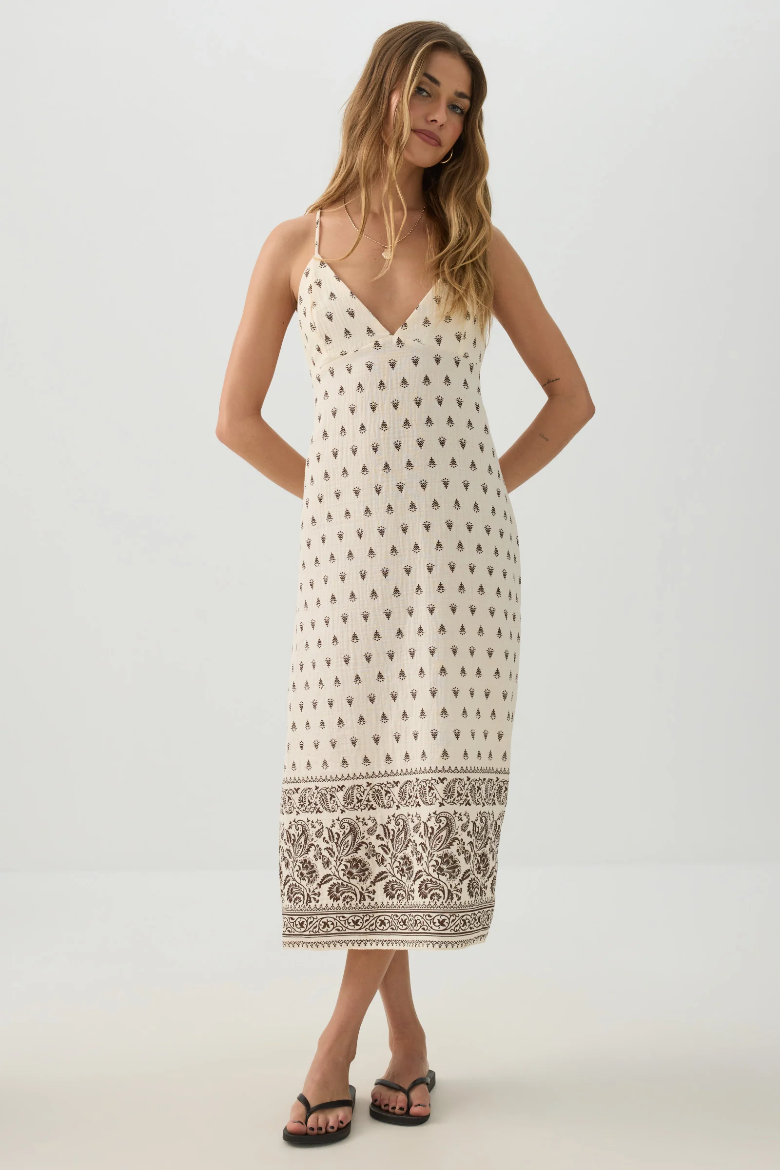 Airy V Neck Midi Dress