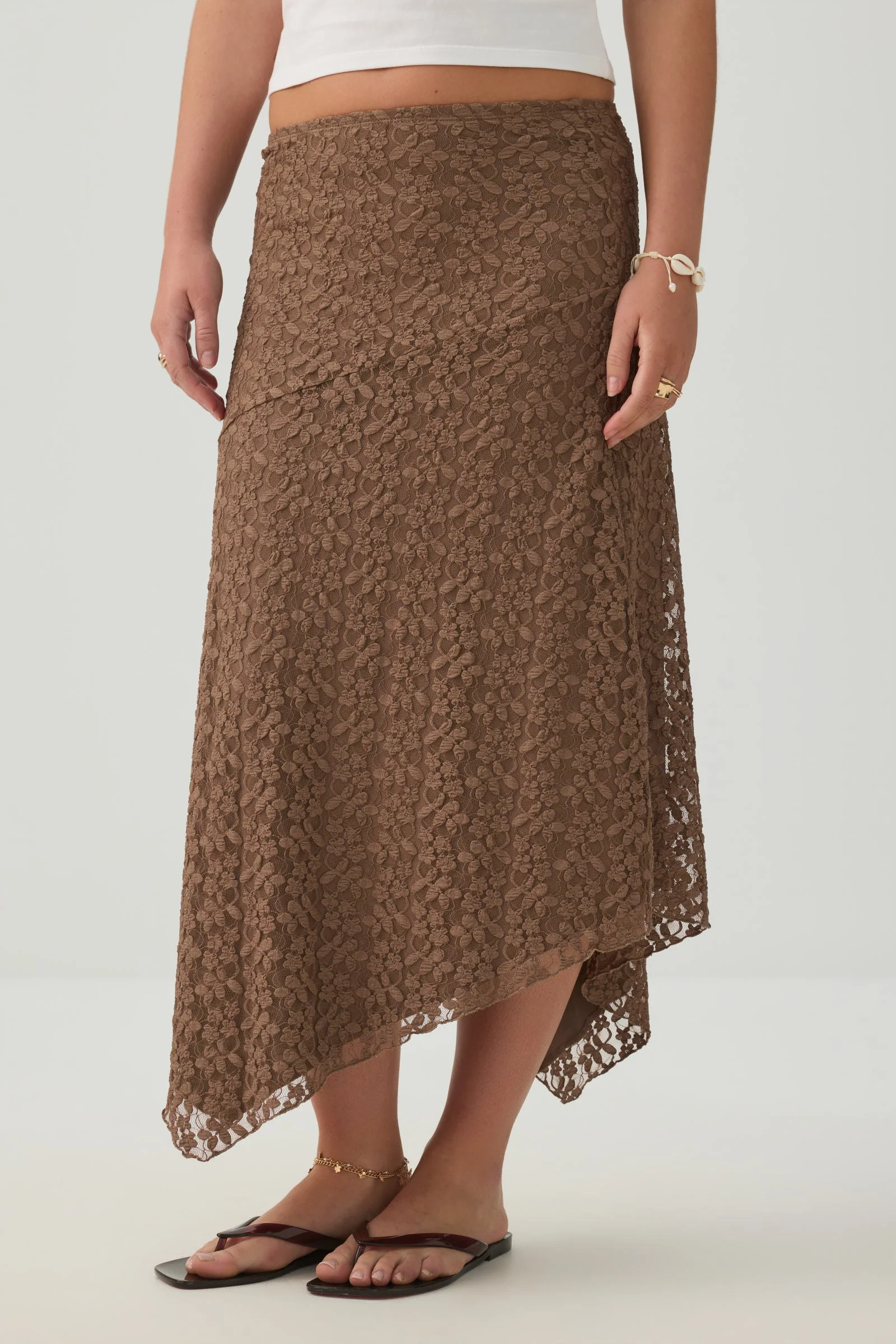 Asymmetrical Lace Midi Skirt - Image 3