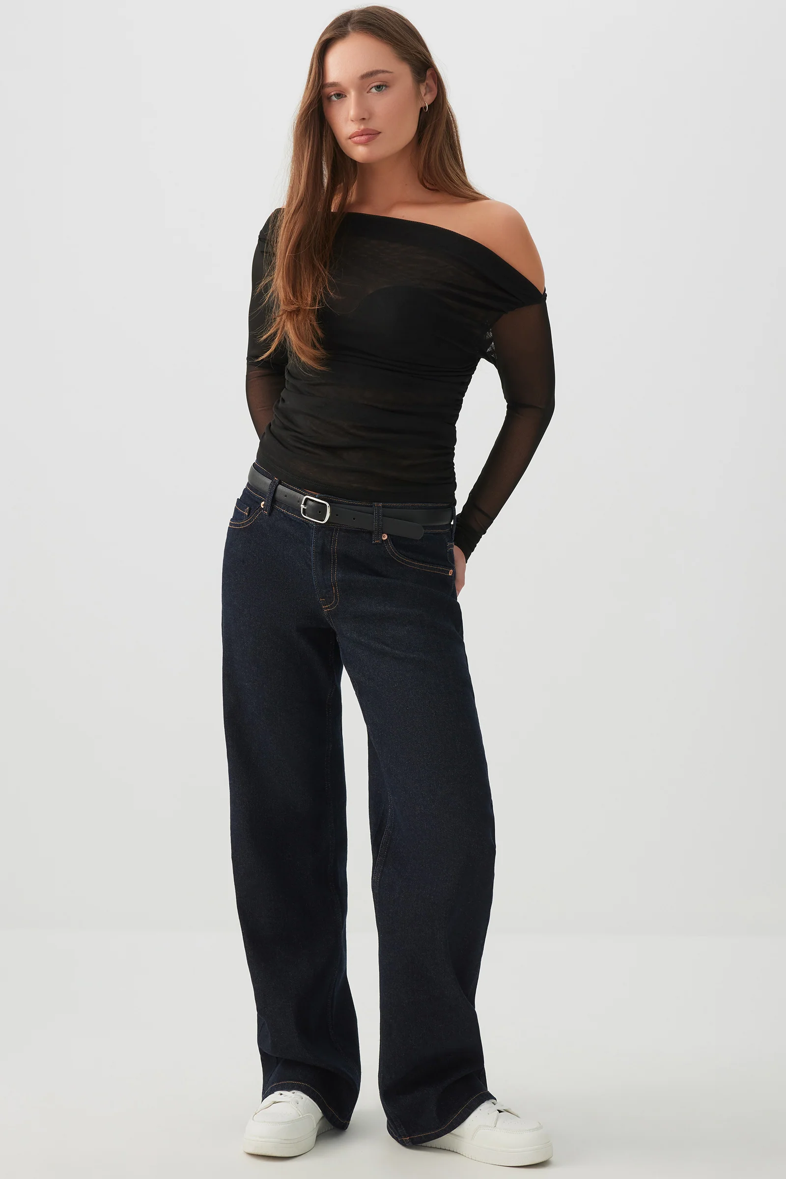 Asymmetrical Ruched Mesh top - Image 3