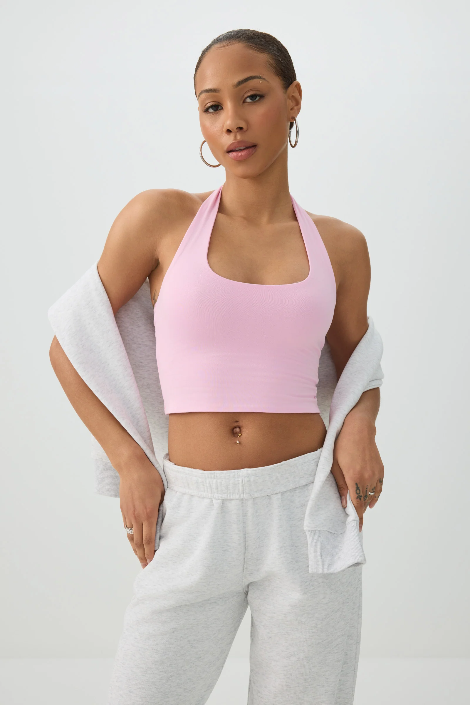 Basic Crop Halter Tank Top - Image 2