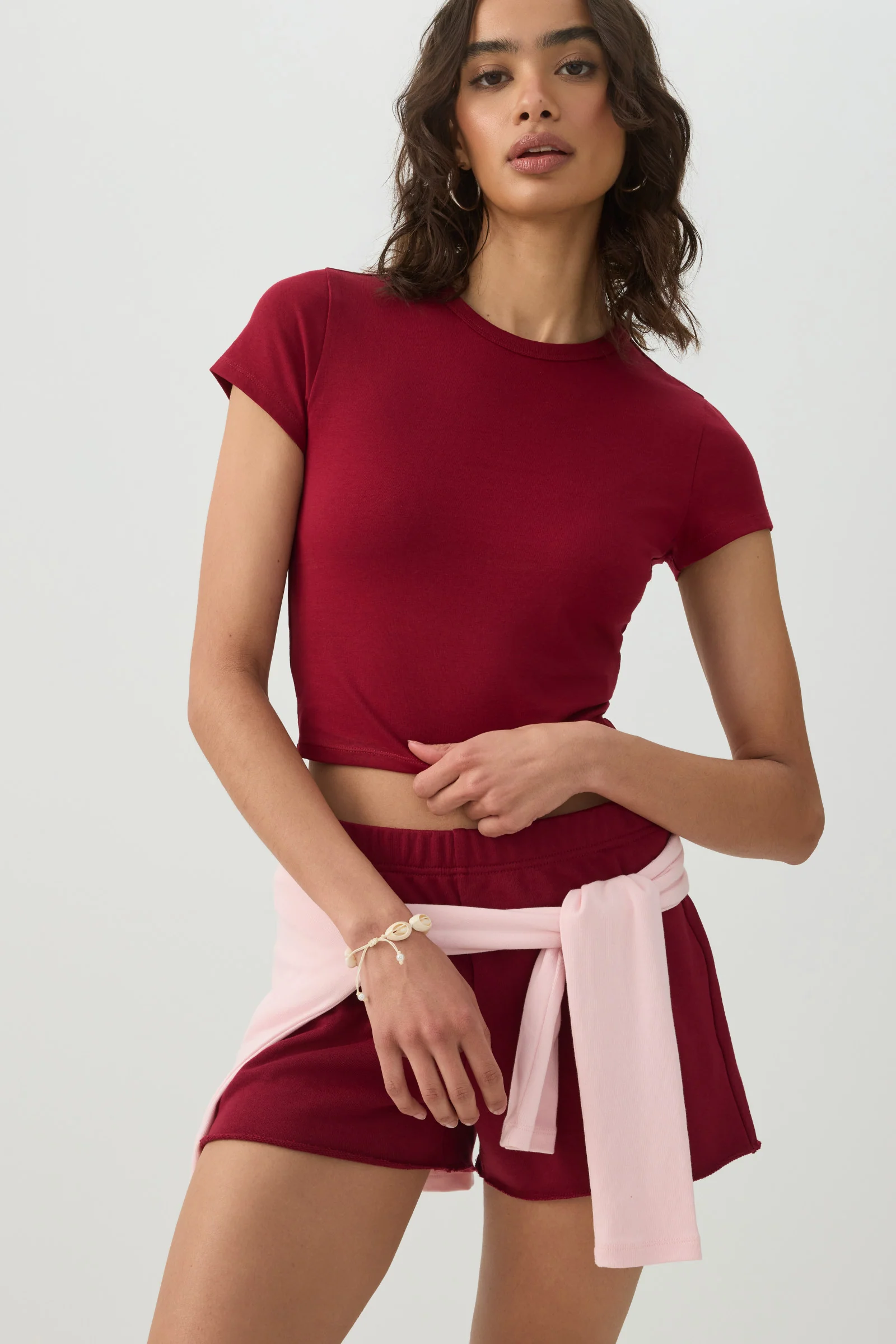 Basic Cropped Crew Neck T Shirt