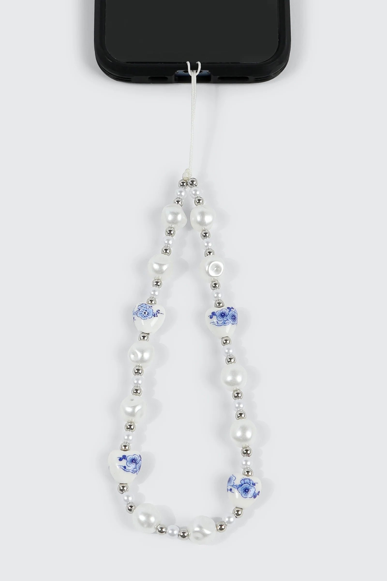Beaded Phone Charm with Pearls