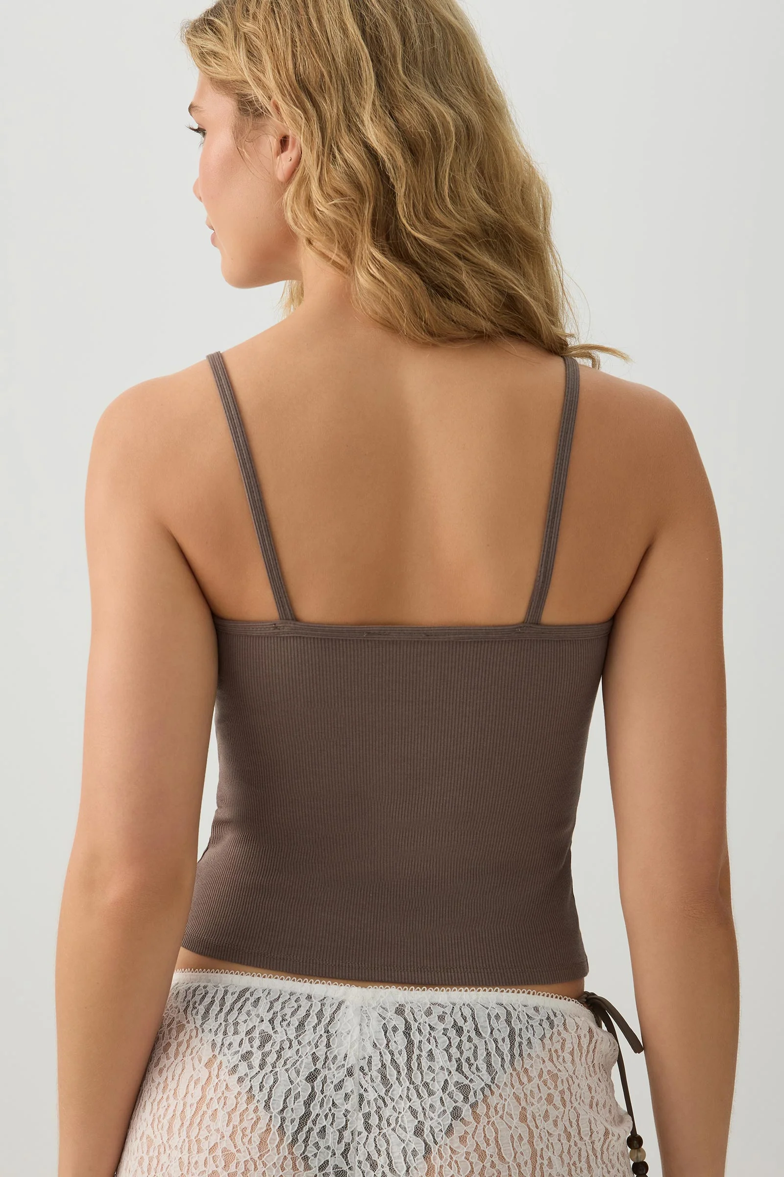Beaded Ribbed Cropped Tank Top - Image 5