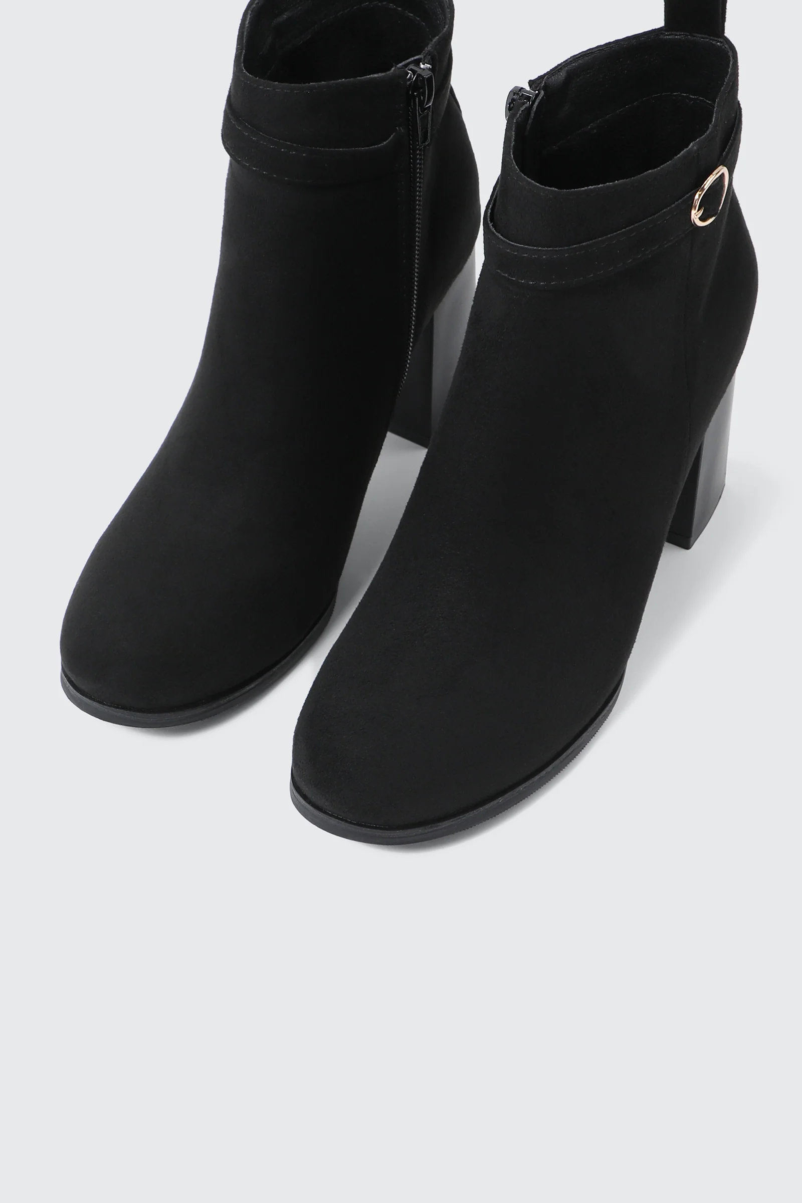 Block Heel Ankle Boots with Buckle Detail - Image 4