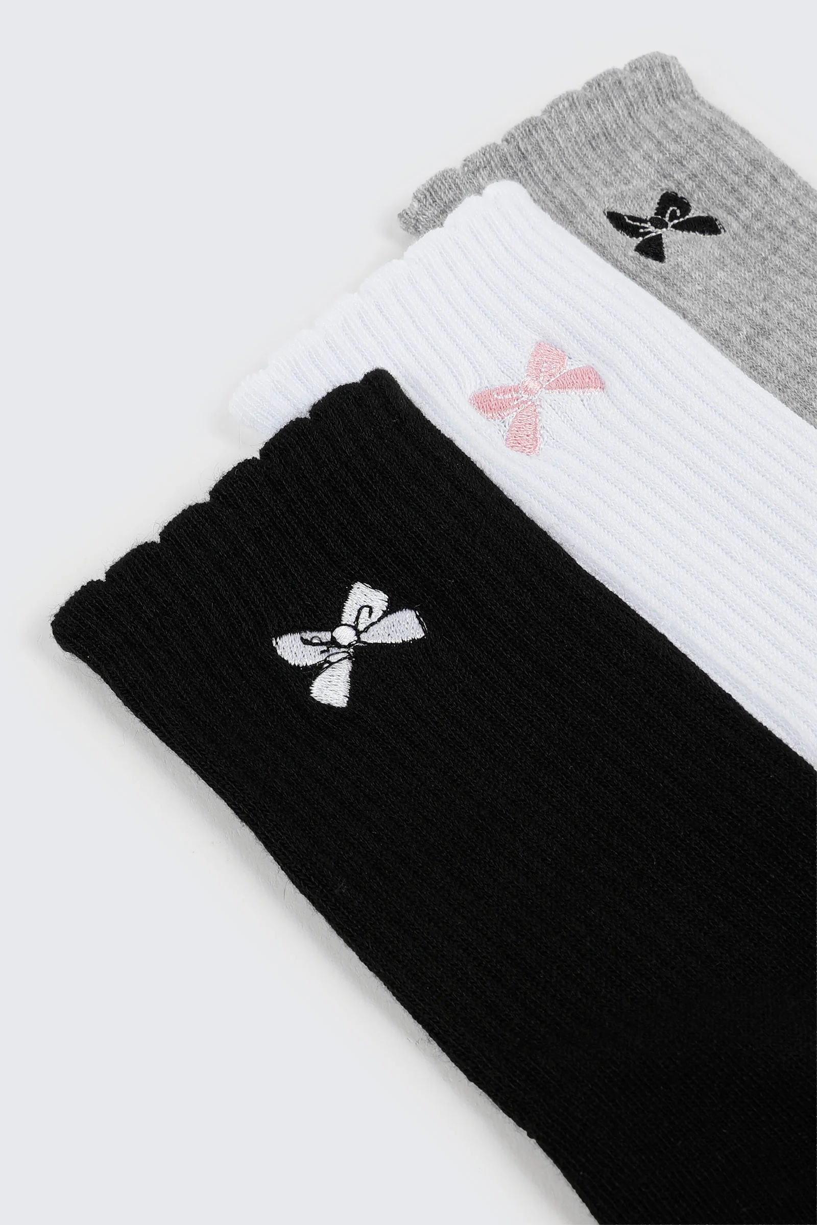 Bow Embroidery Crew Socks - Image 2