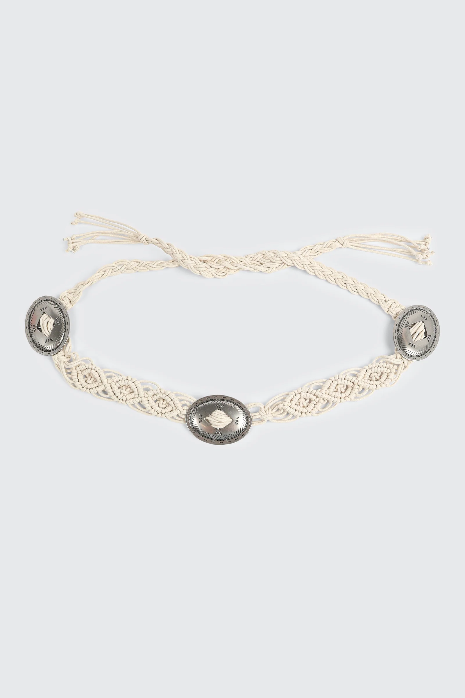 Braided Cord Belt with Medallions