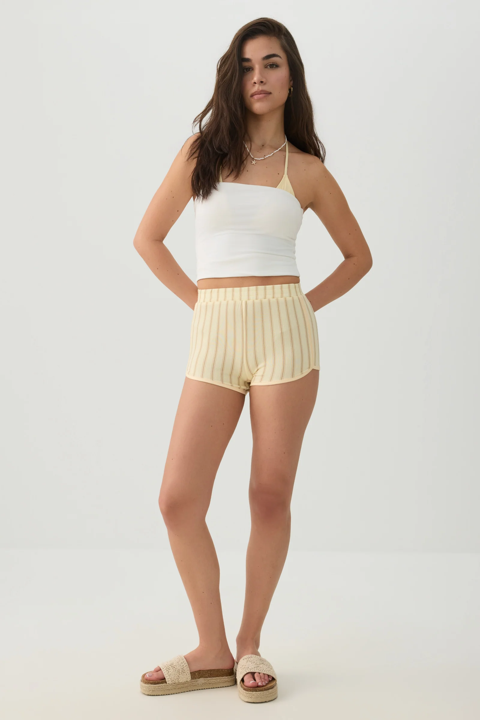 Brushed Knit Contrast Trim Shorts - Image 2