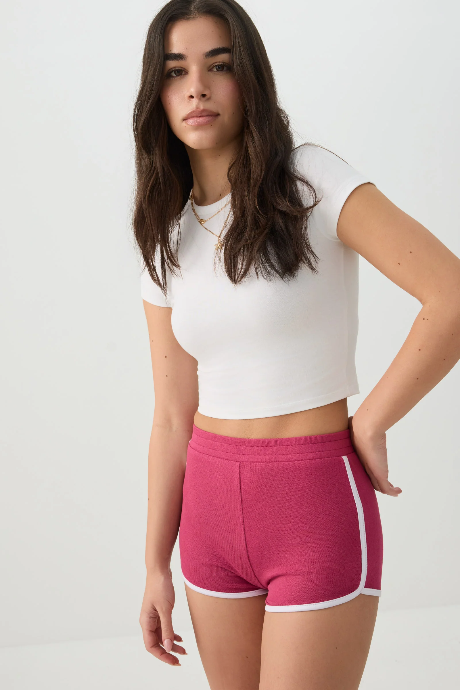 Brushed Knit Contrast Trim Shorts - Image 2