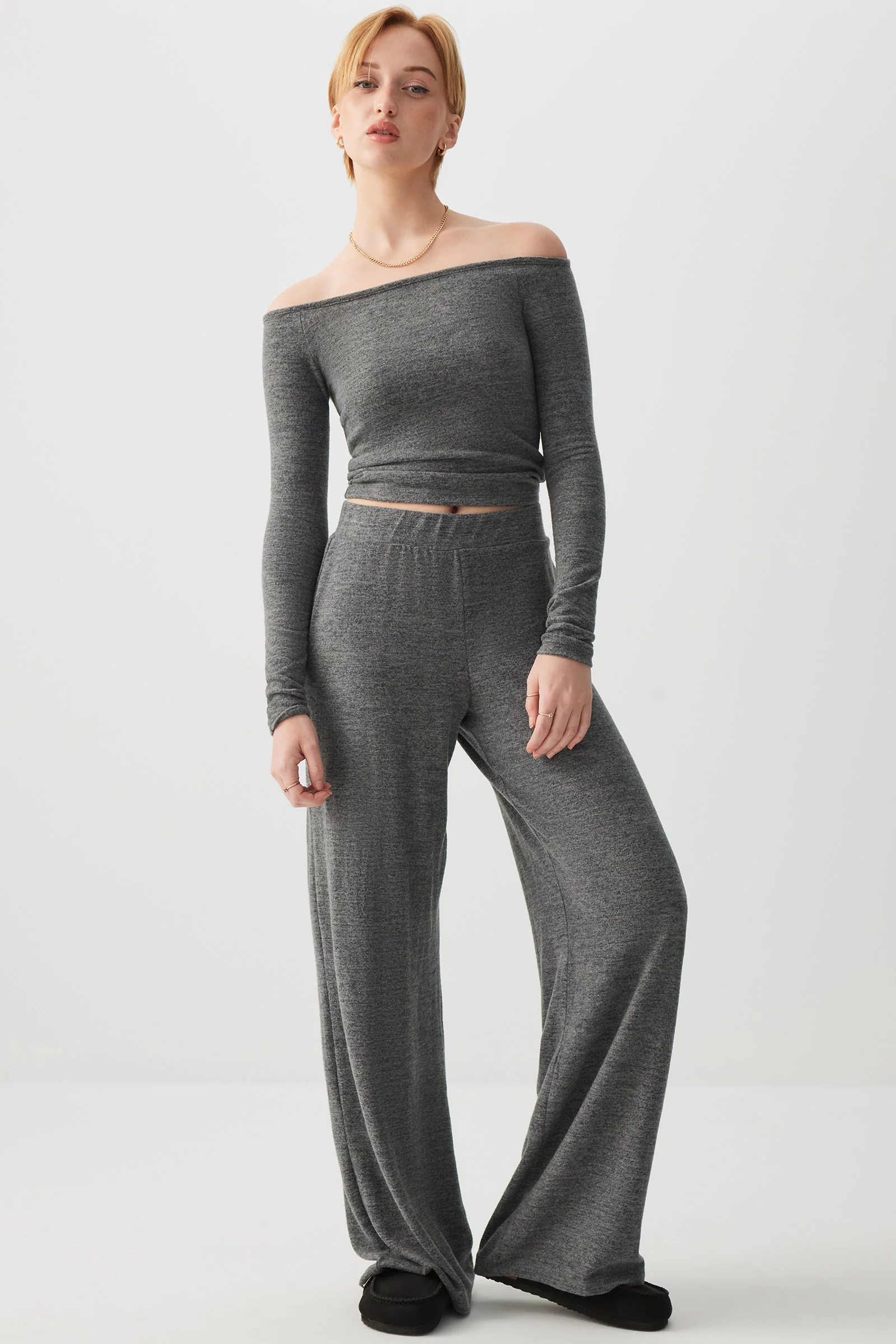Brushed Knit Off Shoulder Top - Image 3