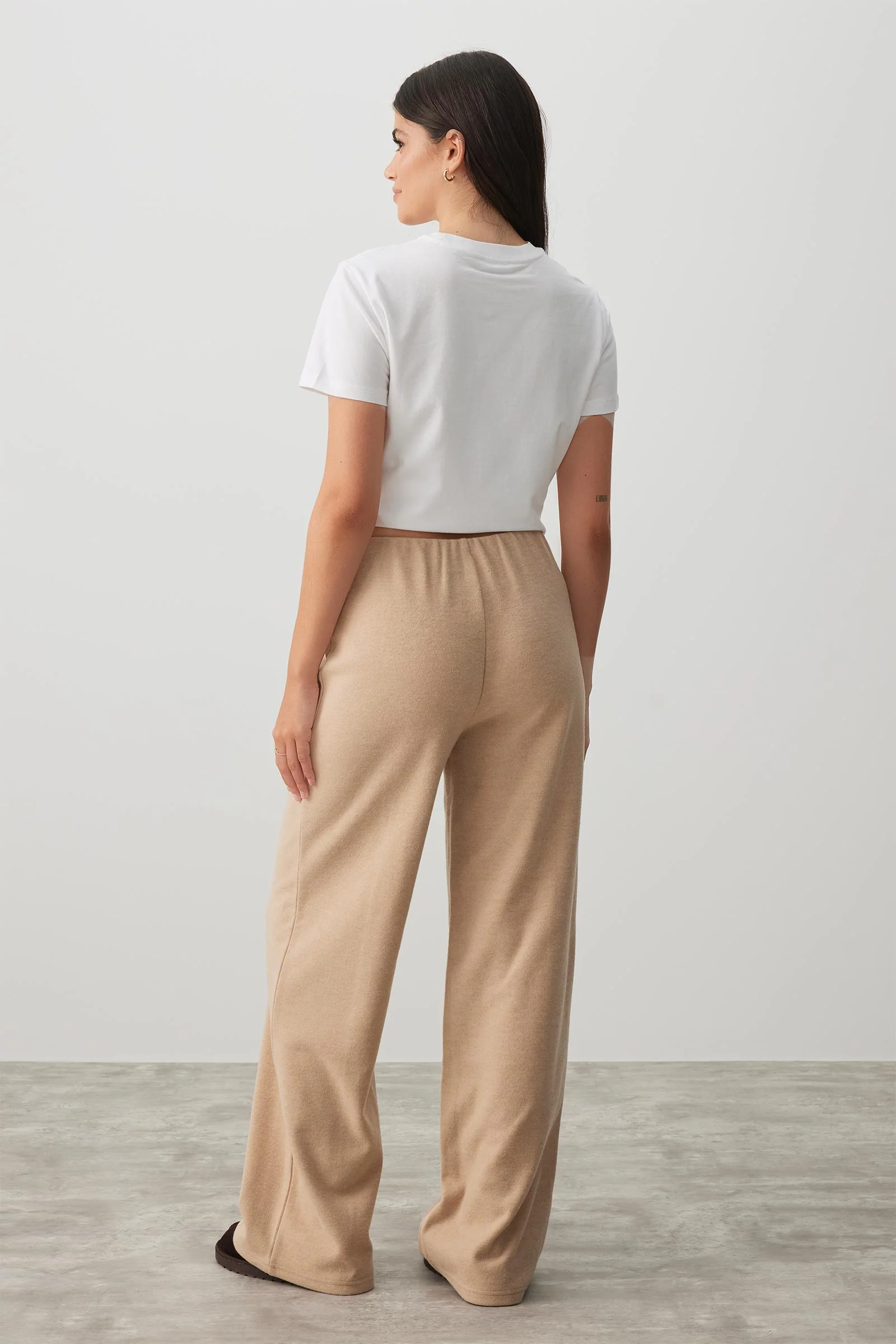Brushed Knit Wide Leg Pants - Image 4