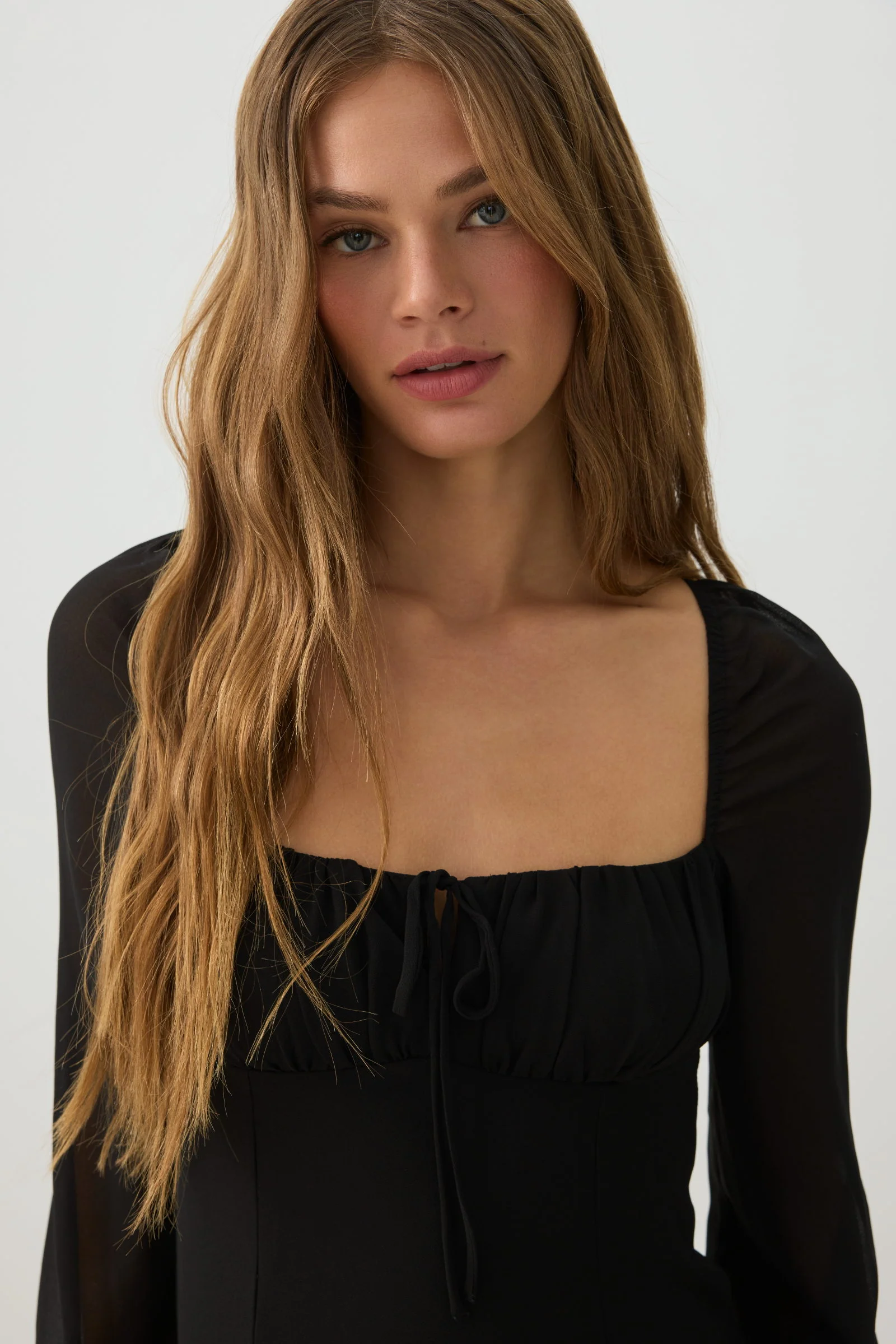Chiffon Long Sleeve Mini Dress - Image 3