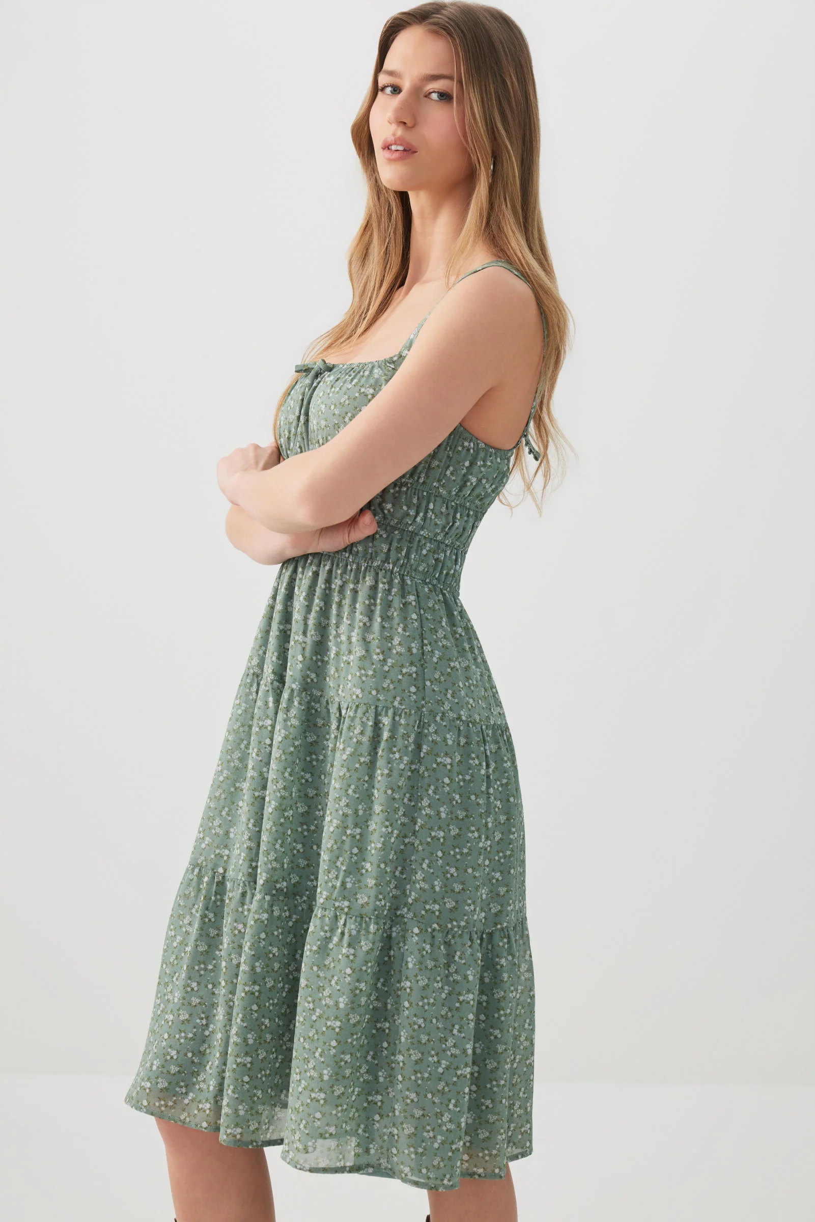 Chiffon Midi Tiered Dress - Image 2